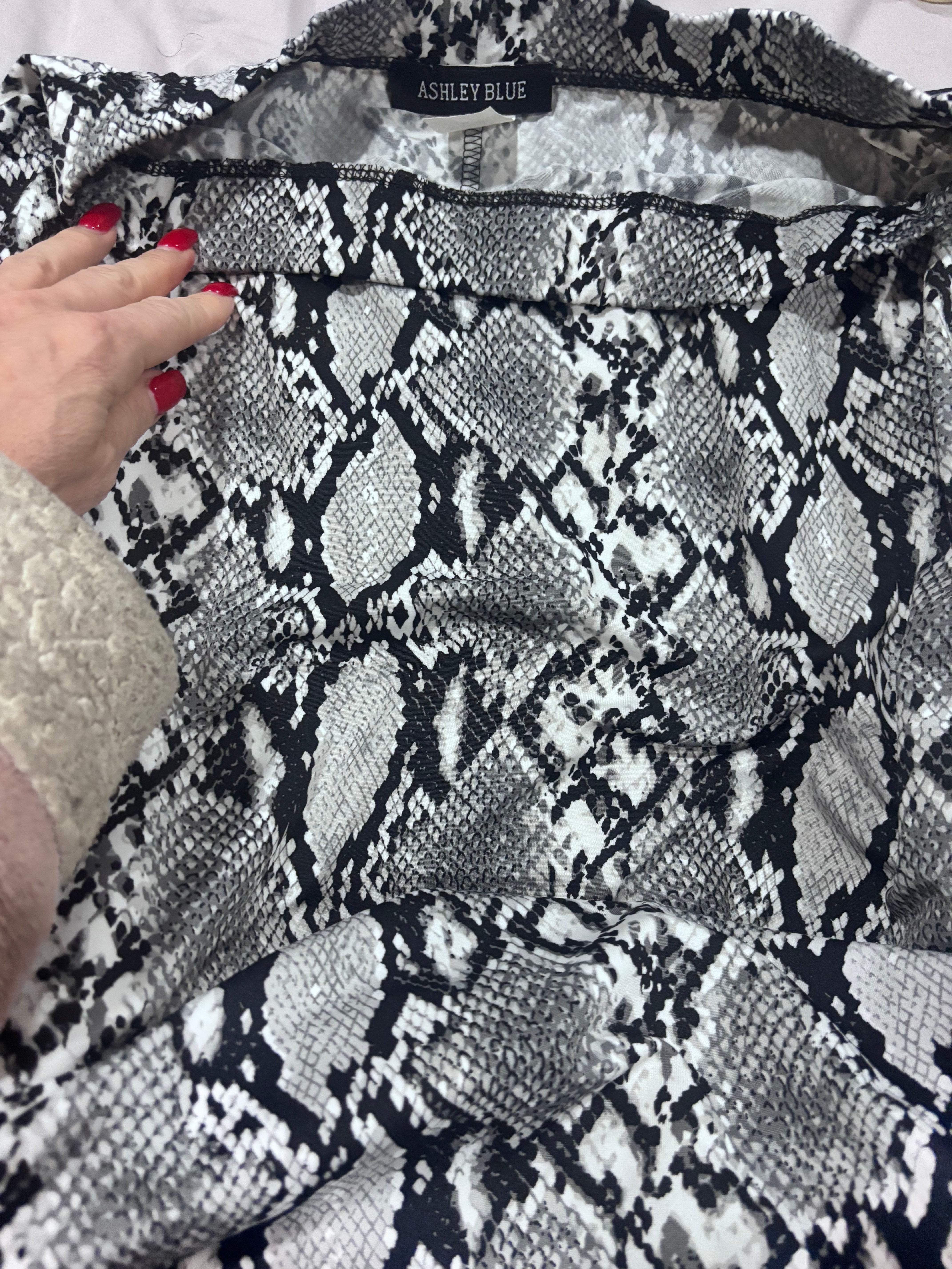 Ashley Blue Snake Print Midi Skirt – Size Medium