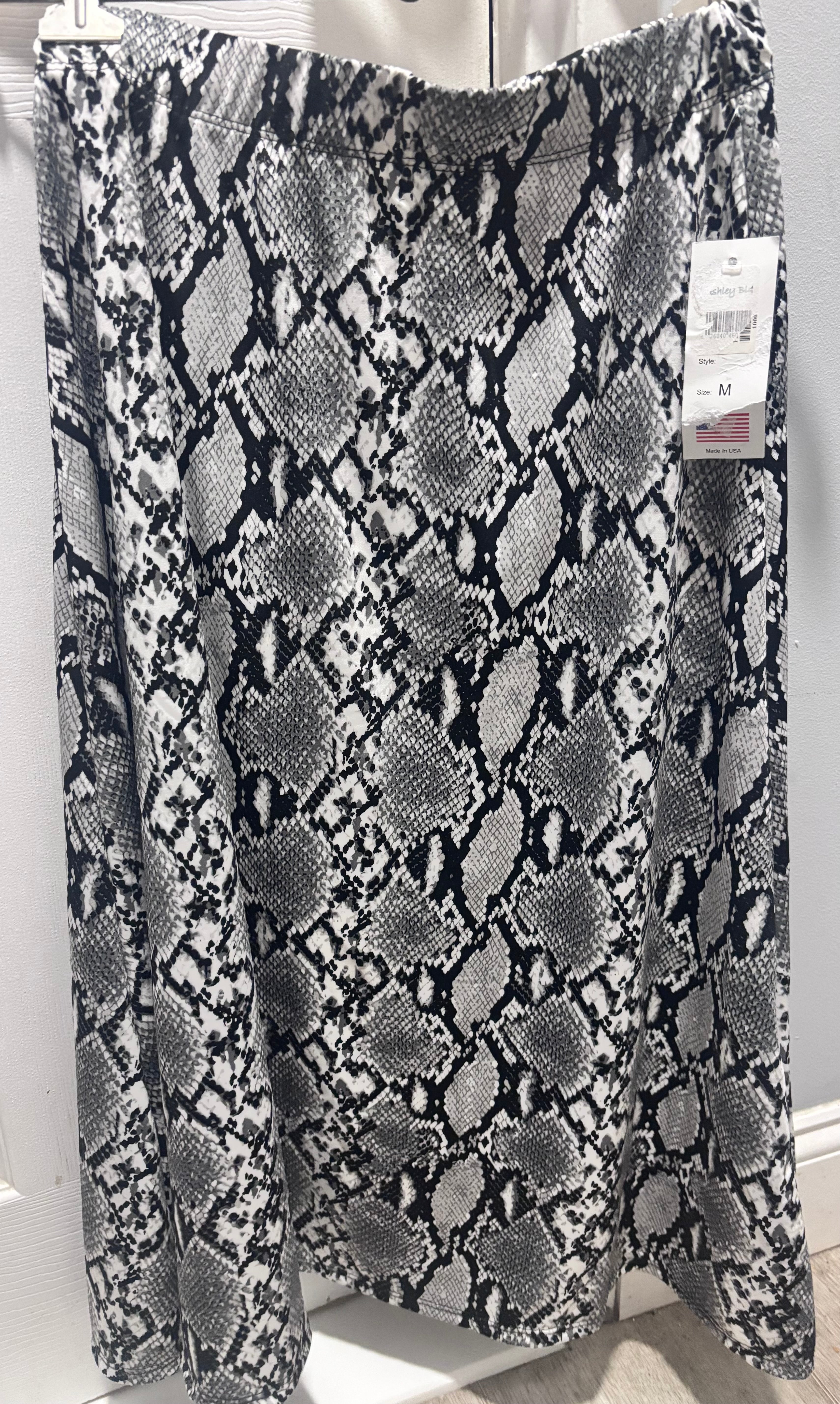 Ashley Blue Snake Print Midi Skirt – Size Medium
