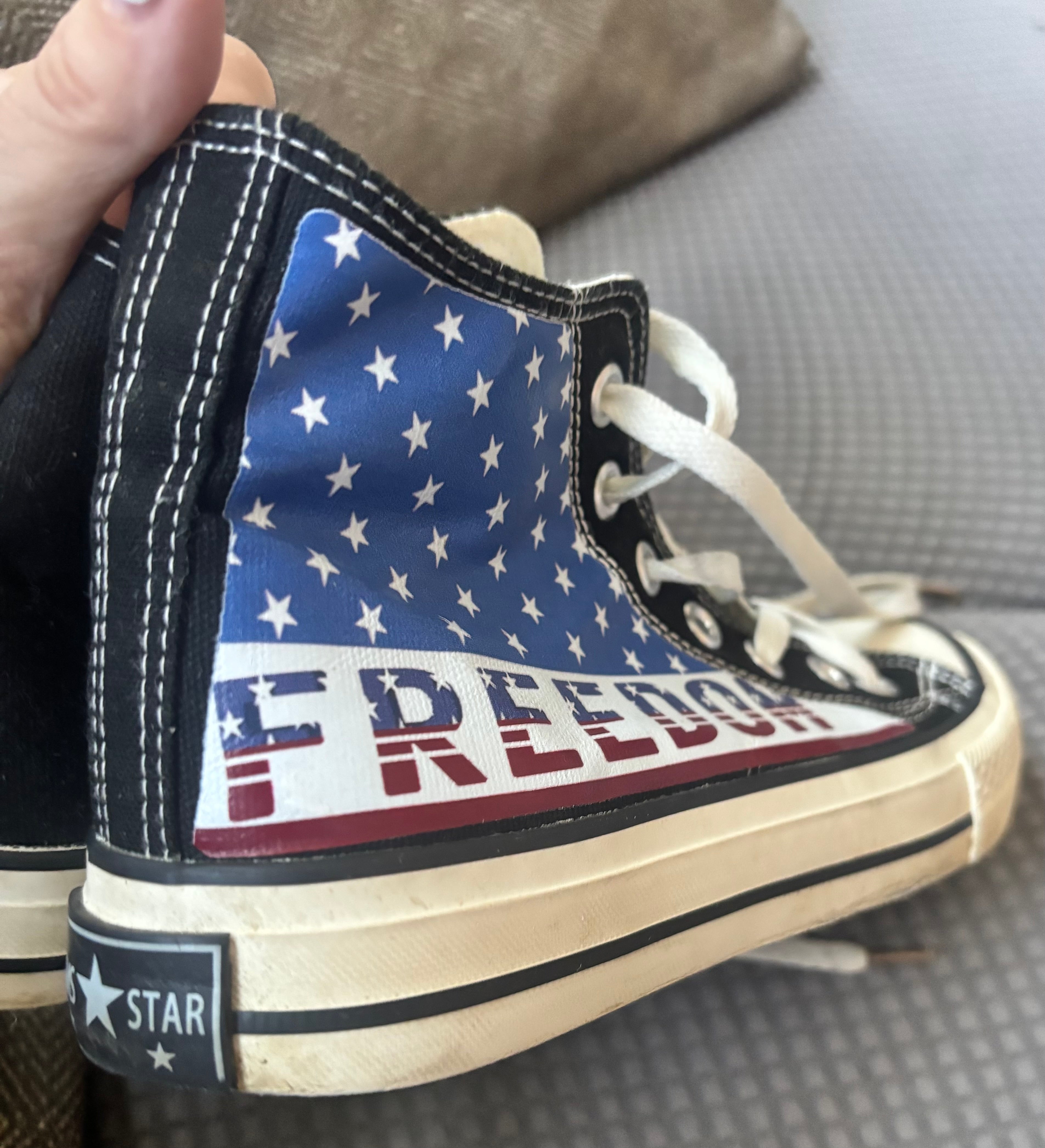 Preowned MSMS Star “Freedom” High Top Canvas Sneakers- Size EU 40