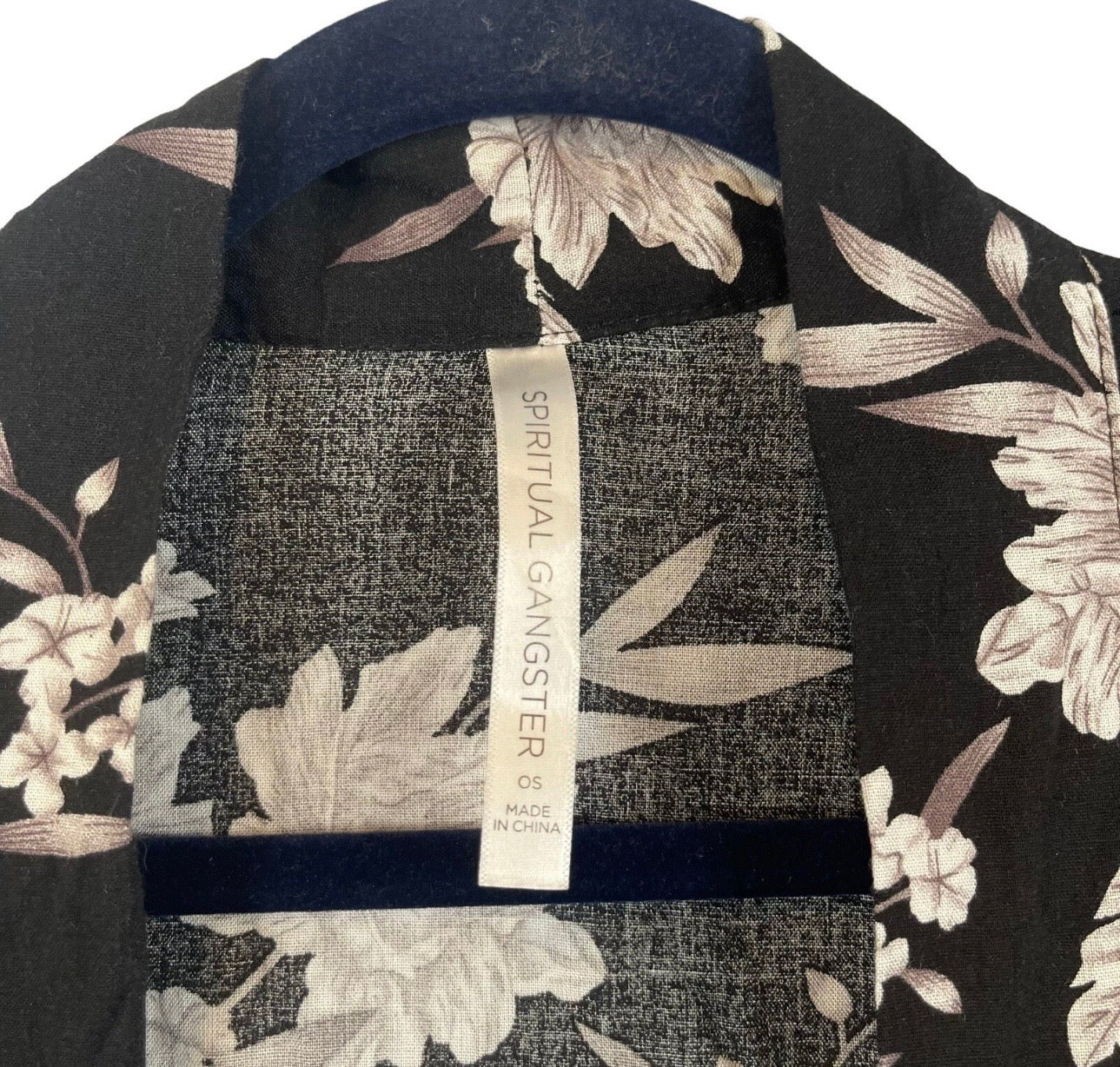 Spiritual Gangster Black & White Floral Longline Kimono One Size