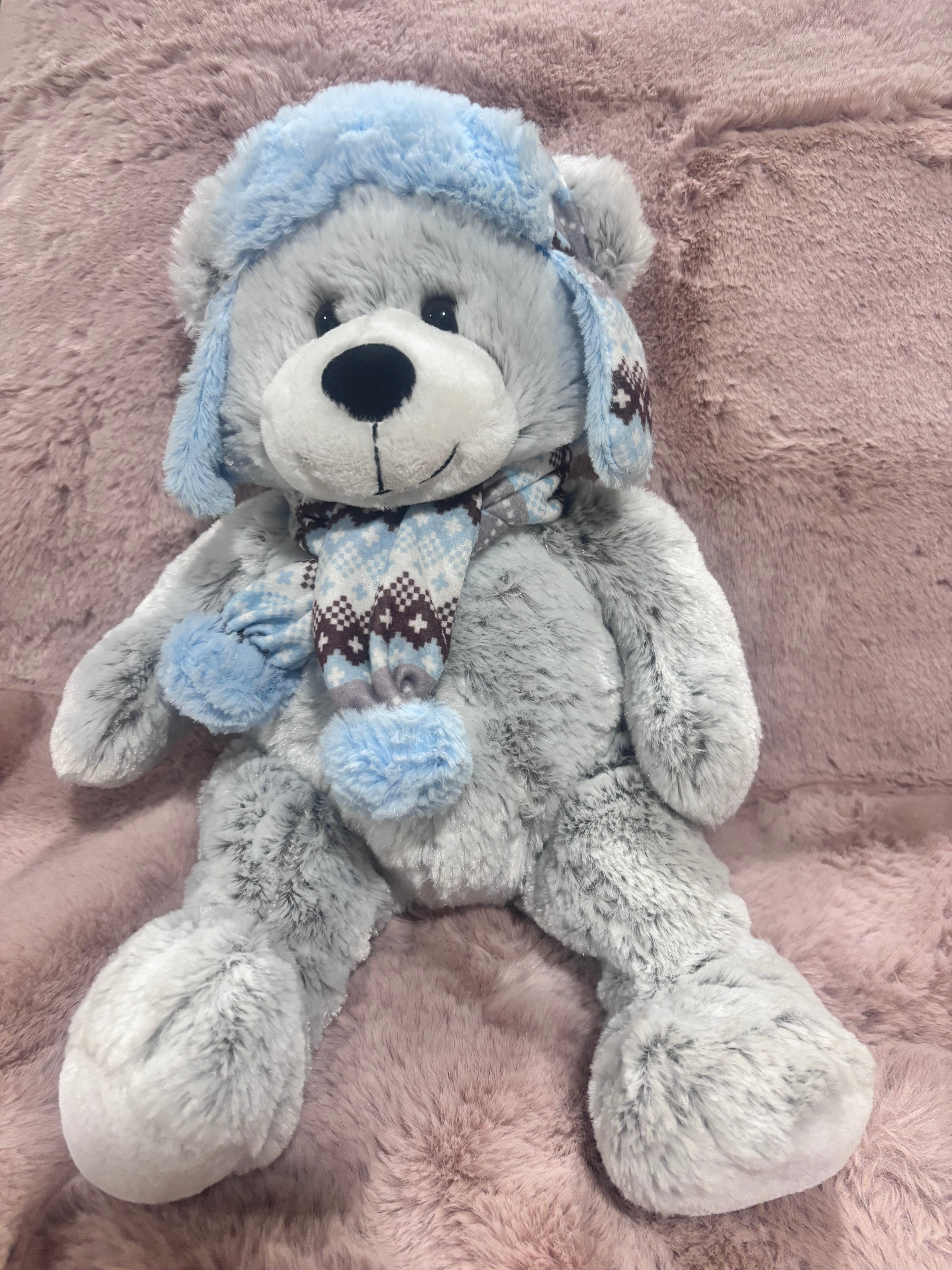 Hug Fun International Plush Bear – 17.5” Super Soft Winter Bear