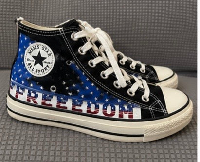 Preowned MSMS Star “Freedom” High Top Canvas Sneakers- Size EU 40