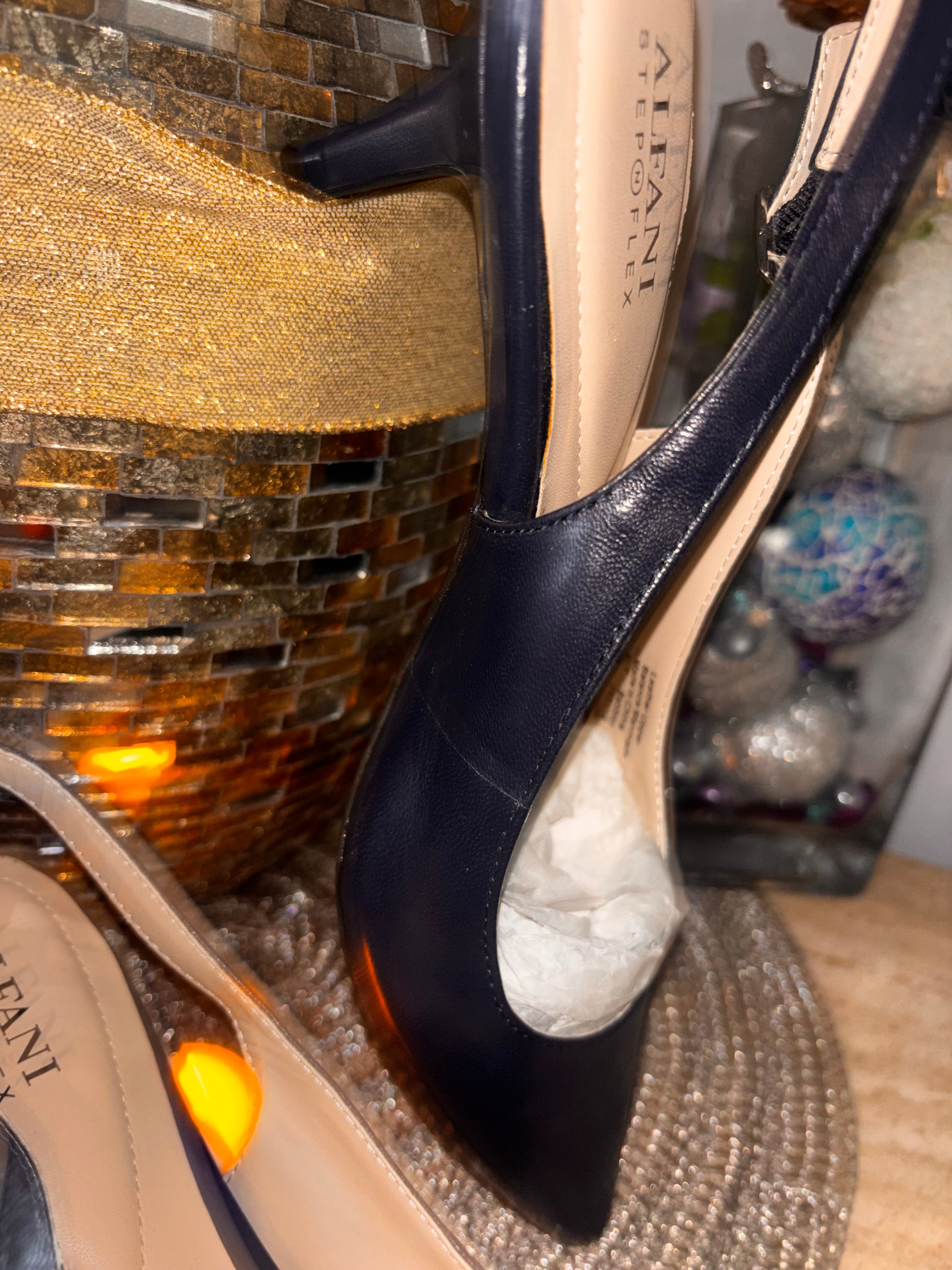 Alfani Step Flex Navy Blue Slingback Heels – Size 9M