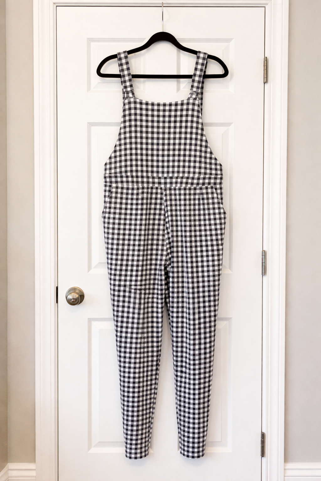 Black White Gingham Overalls 0XL Curve Adjustable Straps Pockets NWOT
