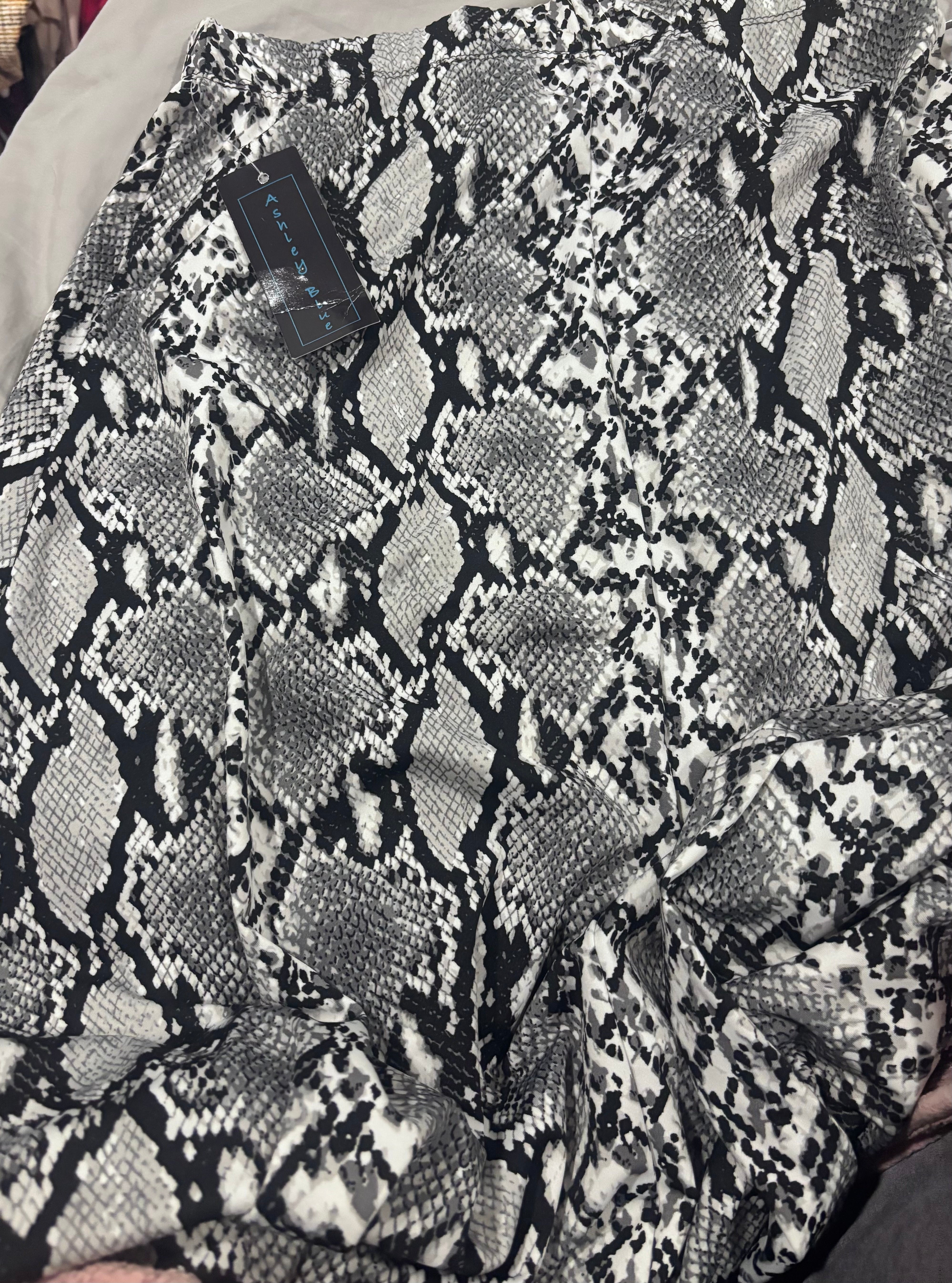 Ashley Blue Snake Print Midi Skirt – Size Medium