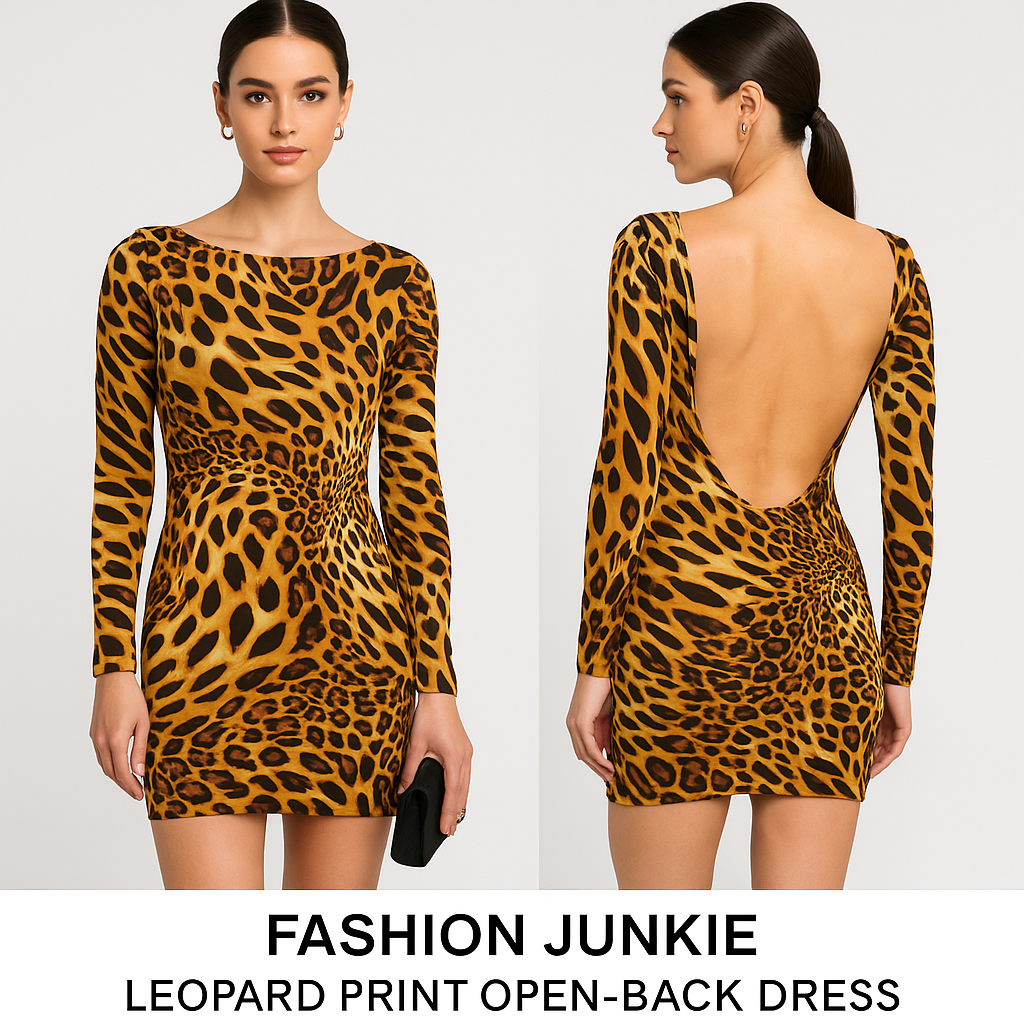Fashion Junkie Leopard/Animal Print
Dress - Open Back (Size small )