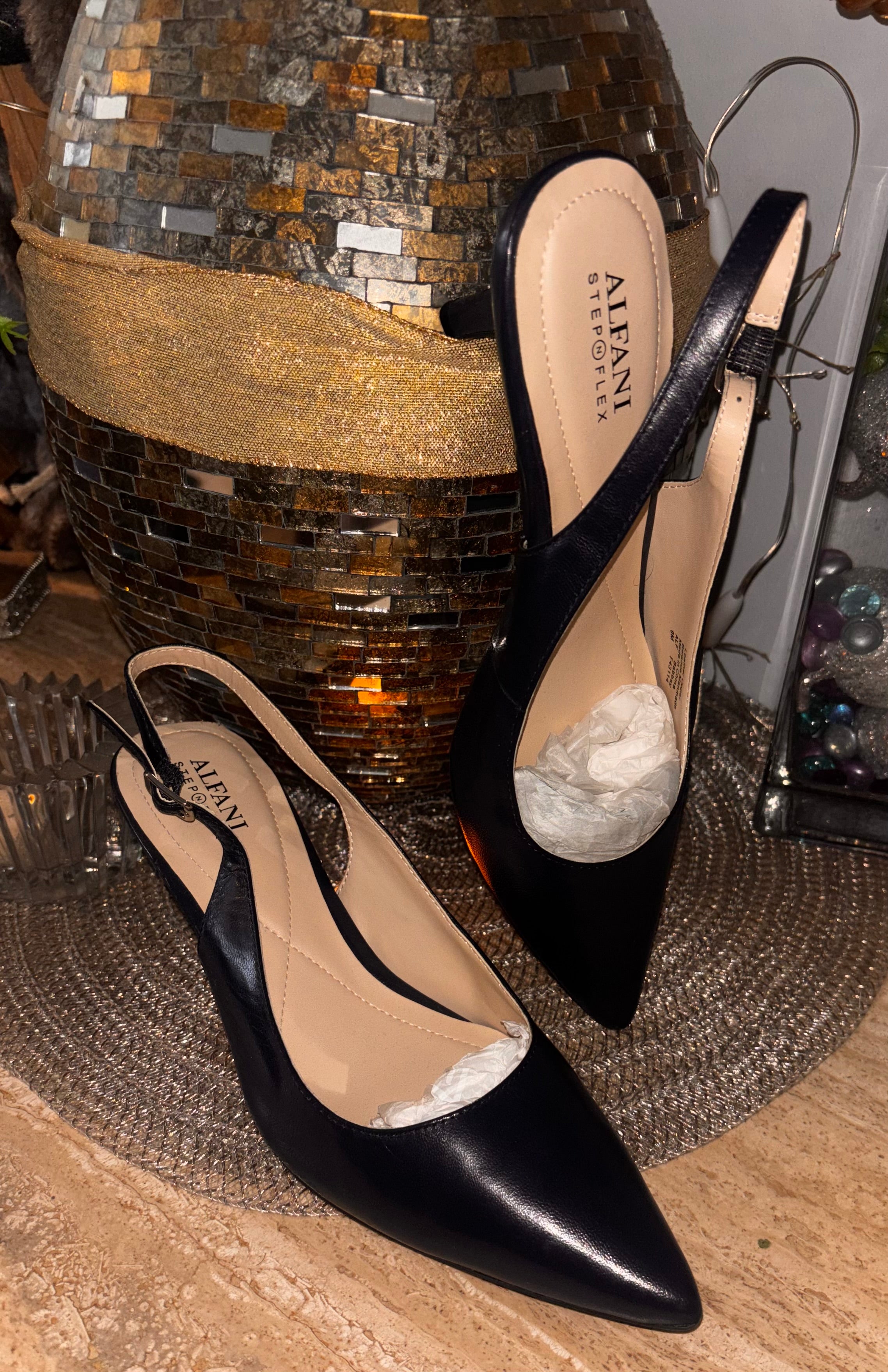 Alfani Step Flex Navy Blue Slingback Heels – Size 9M
