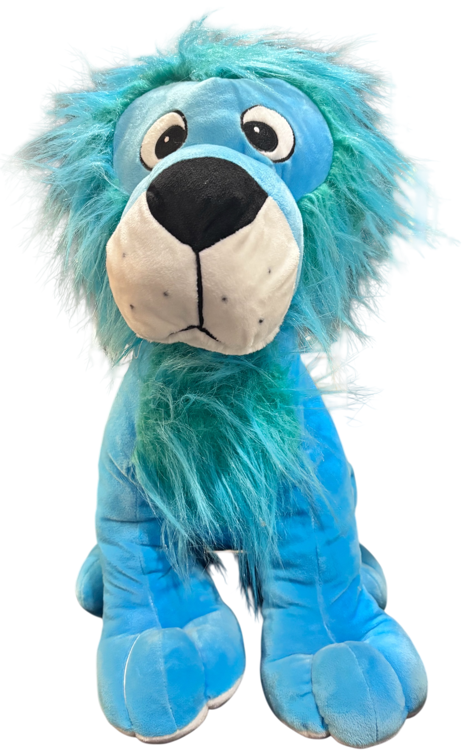 Adorable Blue Plush Lion – 20” Large Stuffed Animal – Excellent Condition!