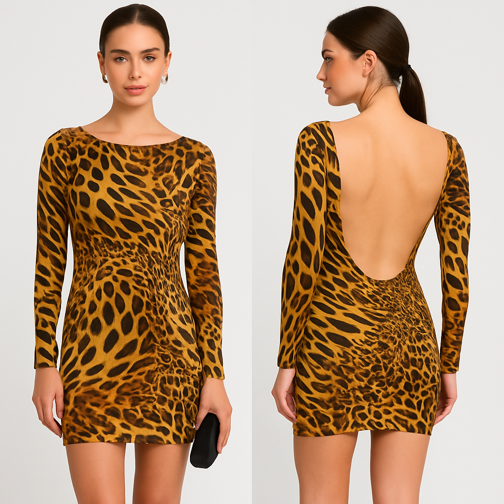Fashion Junkie Leopard/Animal Print
Dress - Open Back (Size small )