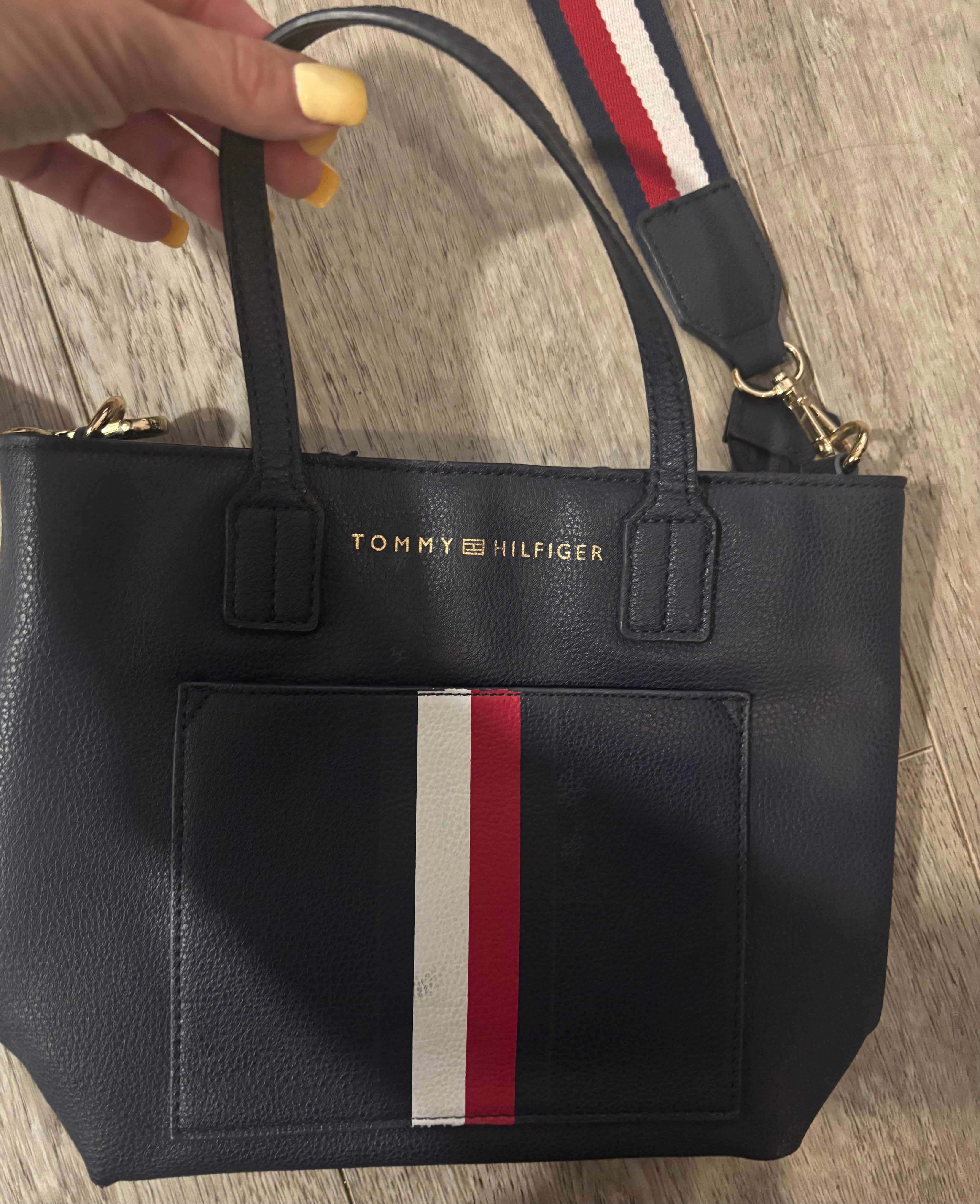Curated Hudson Find - Tommy Hilfiger signature saffiano faux leather small  crossbody bag