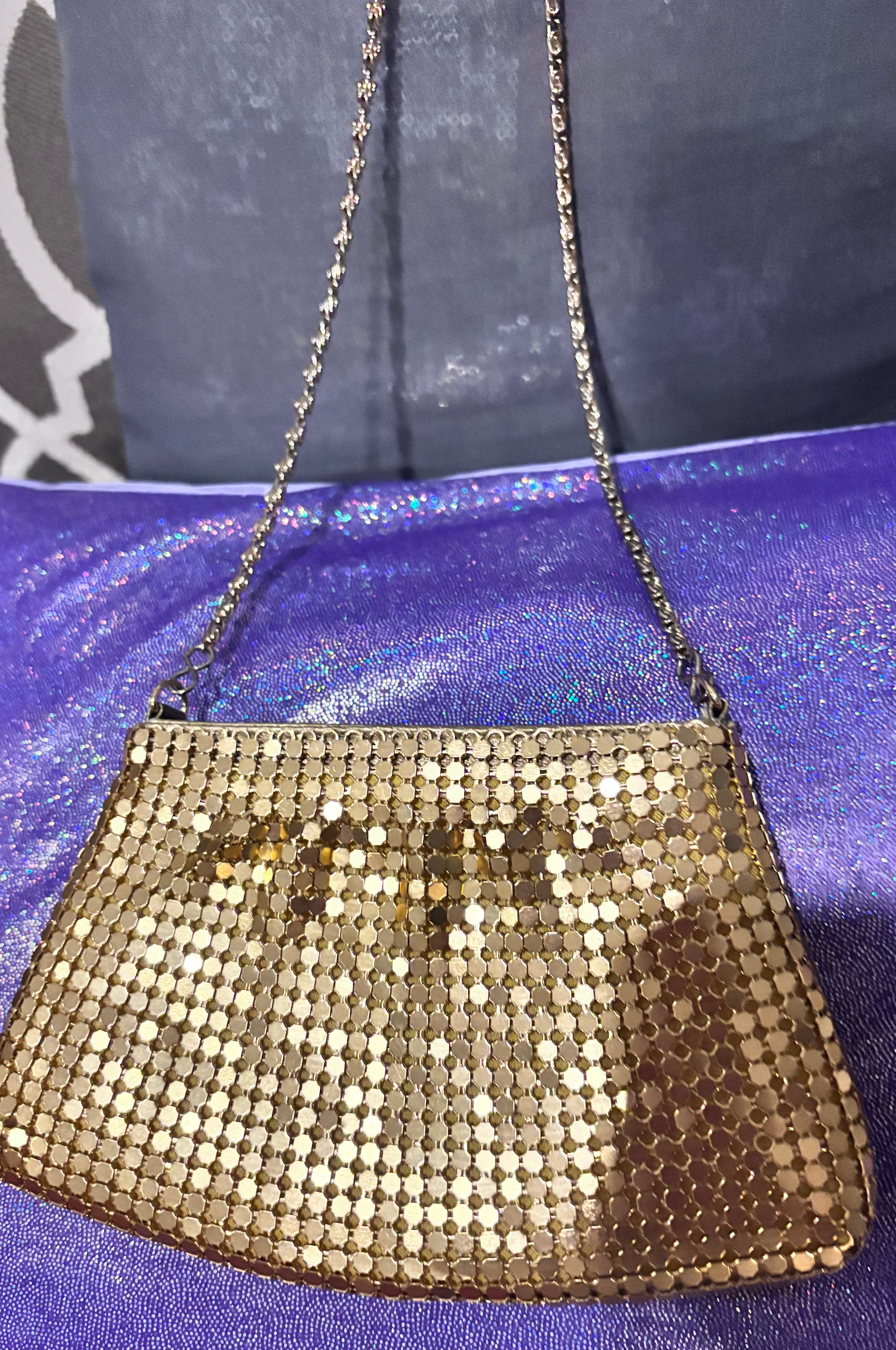 Vintage Gold Metal Mesh Evening Bag