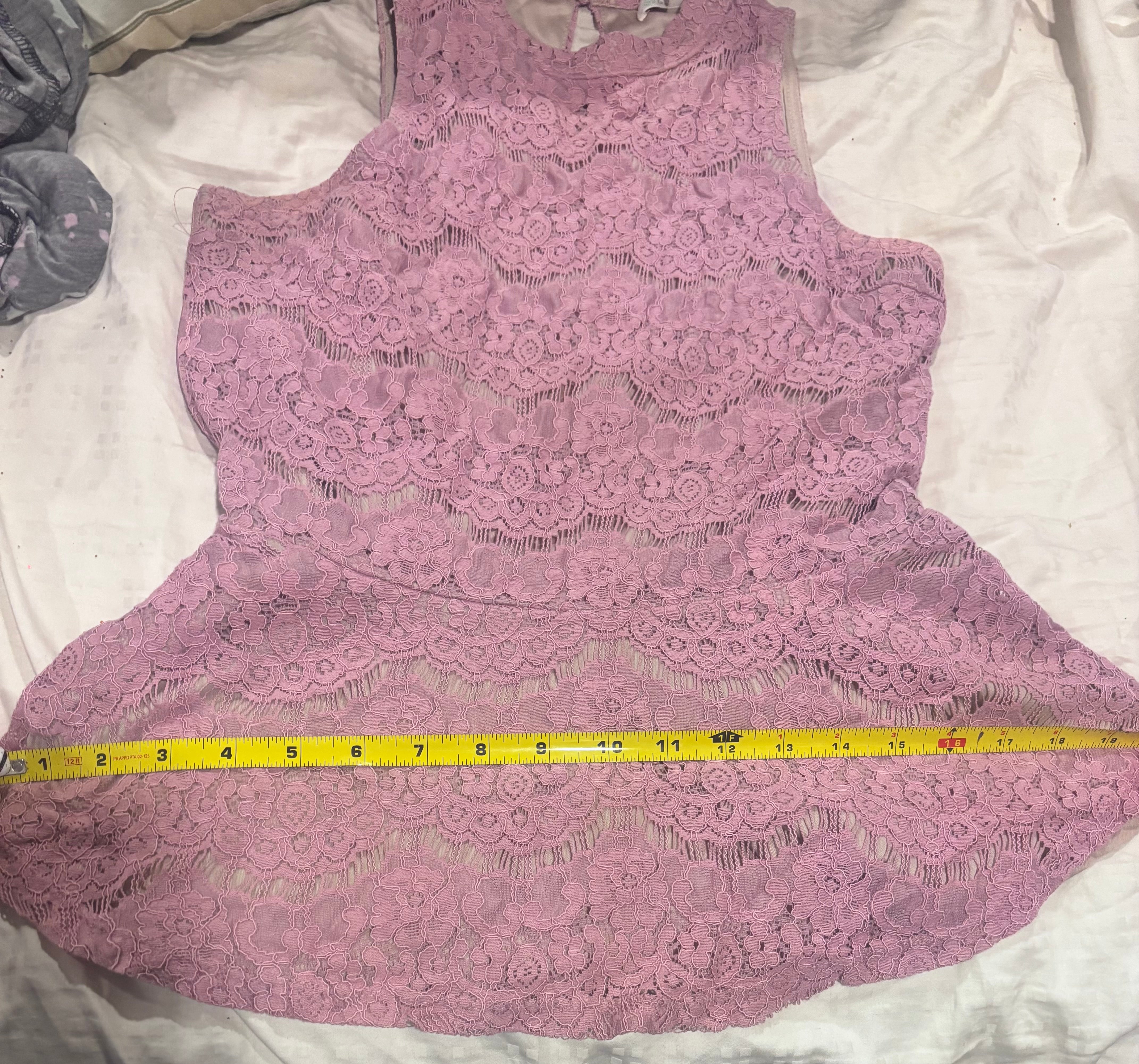 Love, Fire Mauve Lace Peplum Top + Pearl Satin Headband Set
