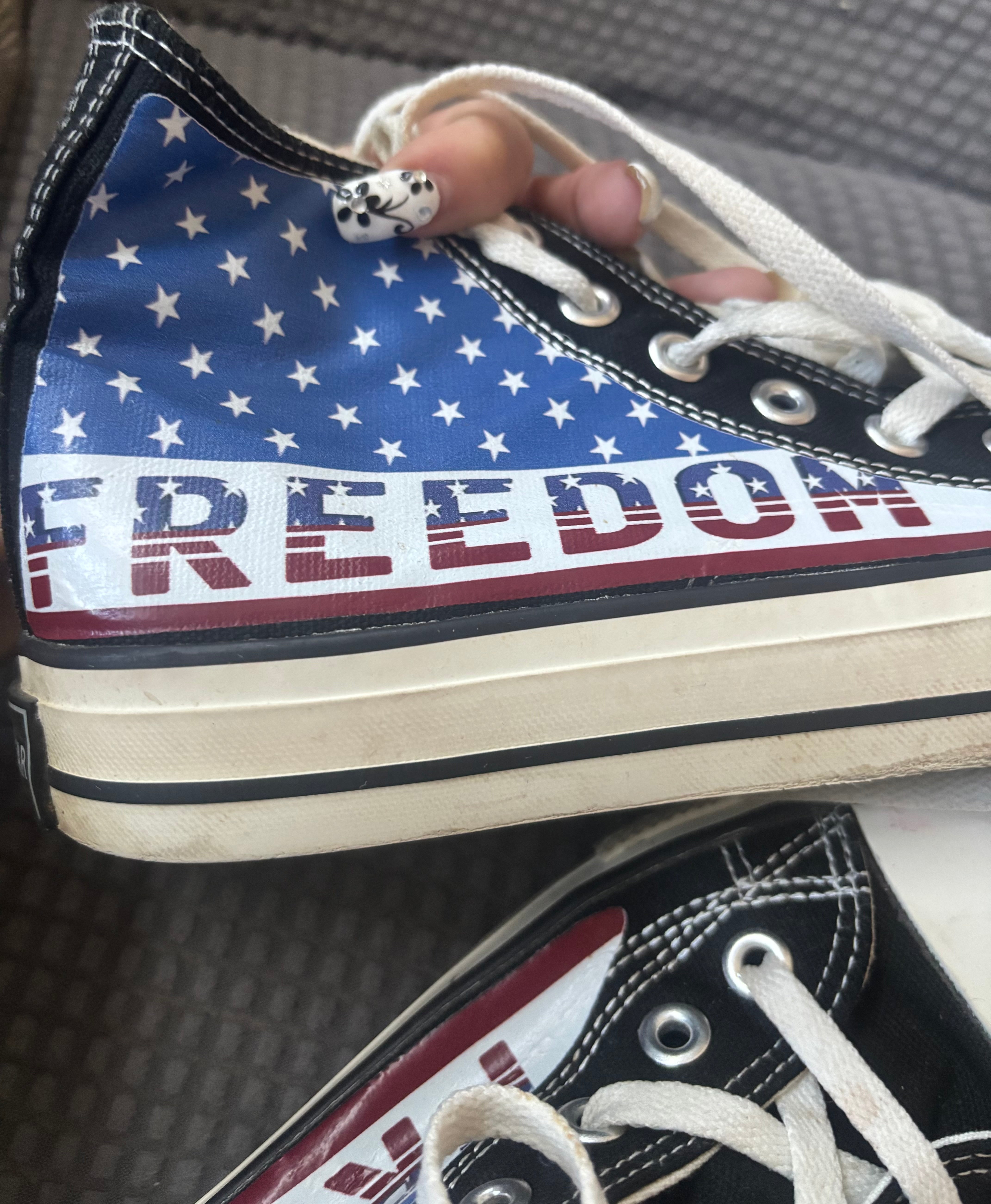 Preowned MSMS Star “Freedom” High Top Canvas Sneakers- Size EU 40