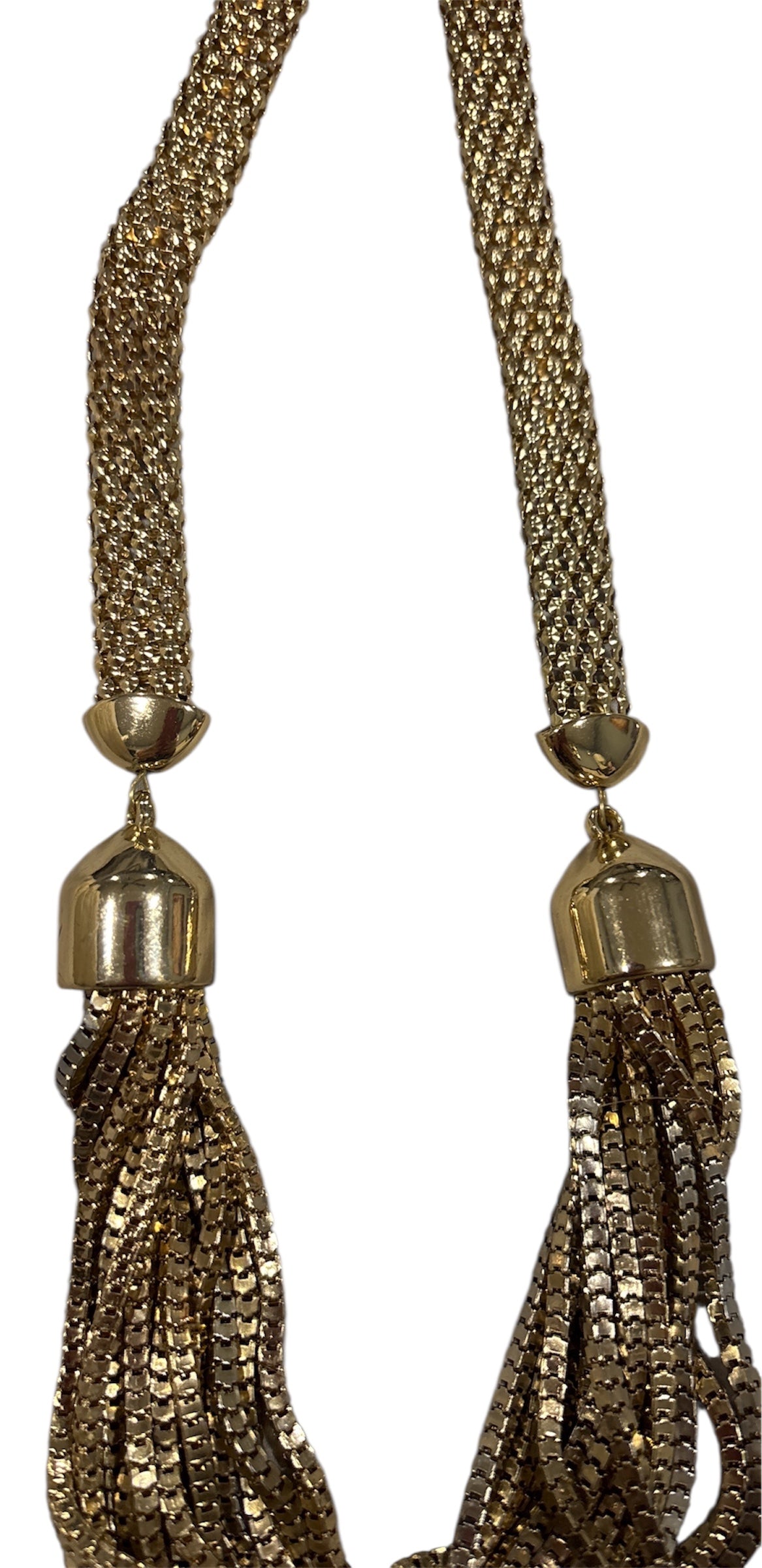 Vintage Gold-Tone Multi-Strand Mesh Statement Necklace – Braided LayeredNecklace