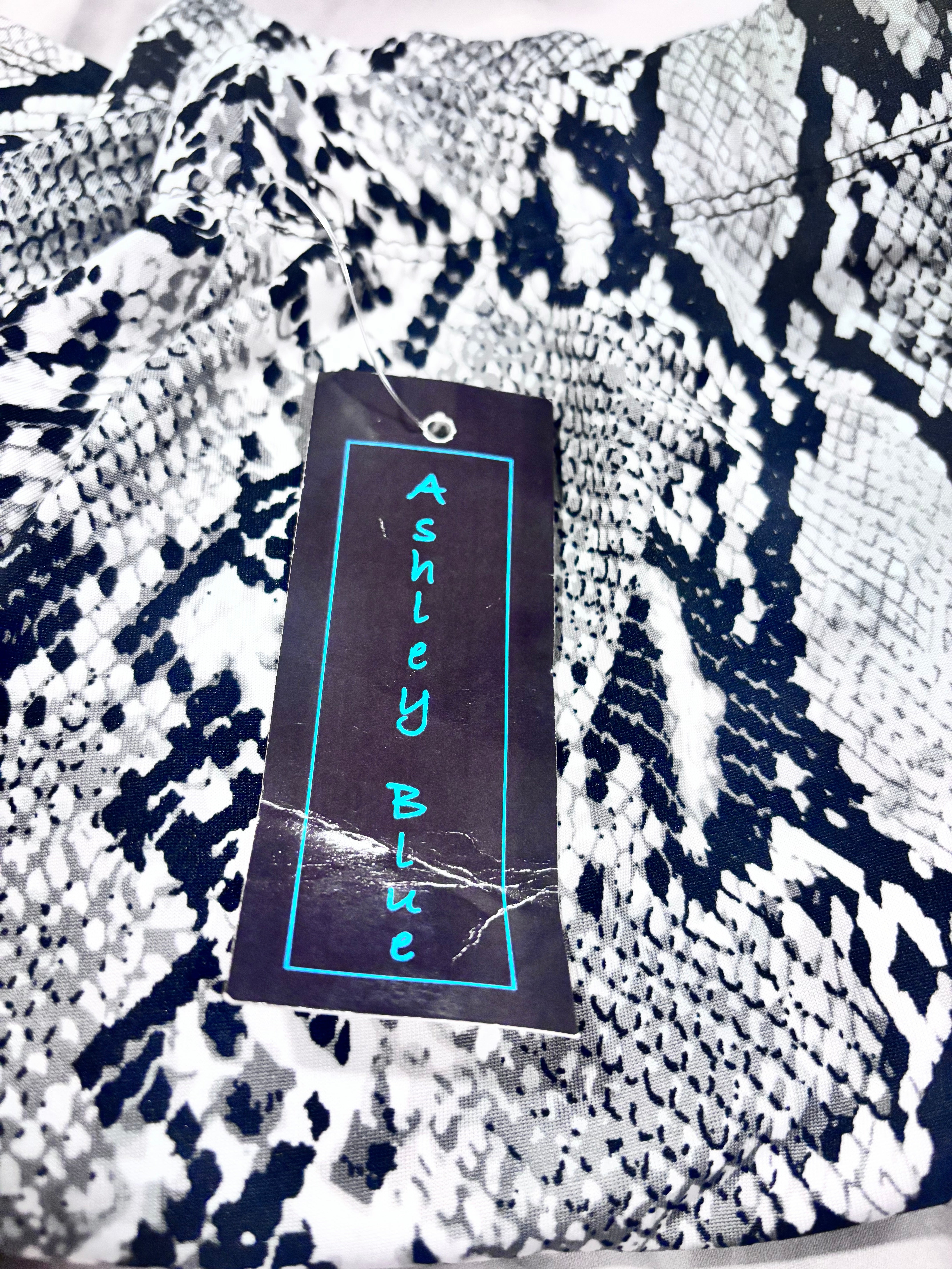 Ashley Blue Snake Print Midi Skirt – Size Medium