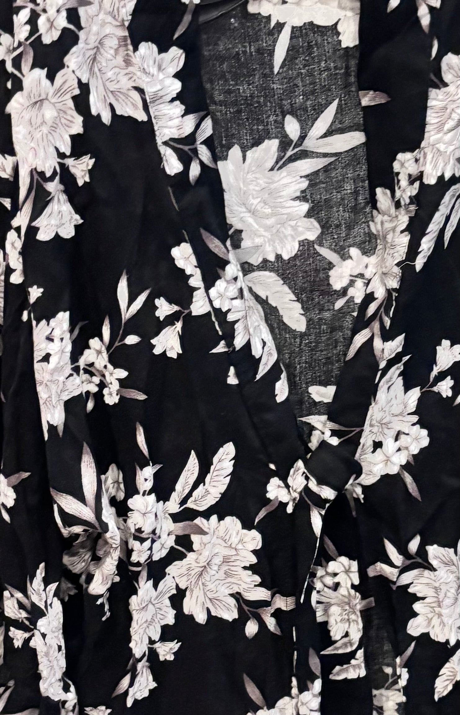 Spiritual Gangster Black & White Floral Longline Kimono One Size