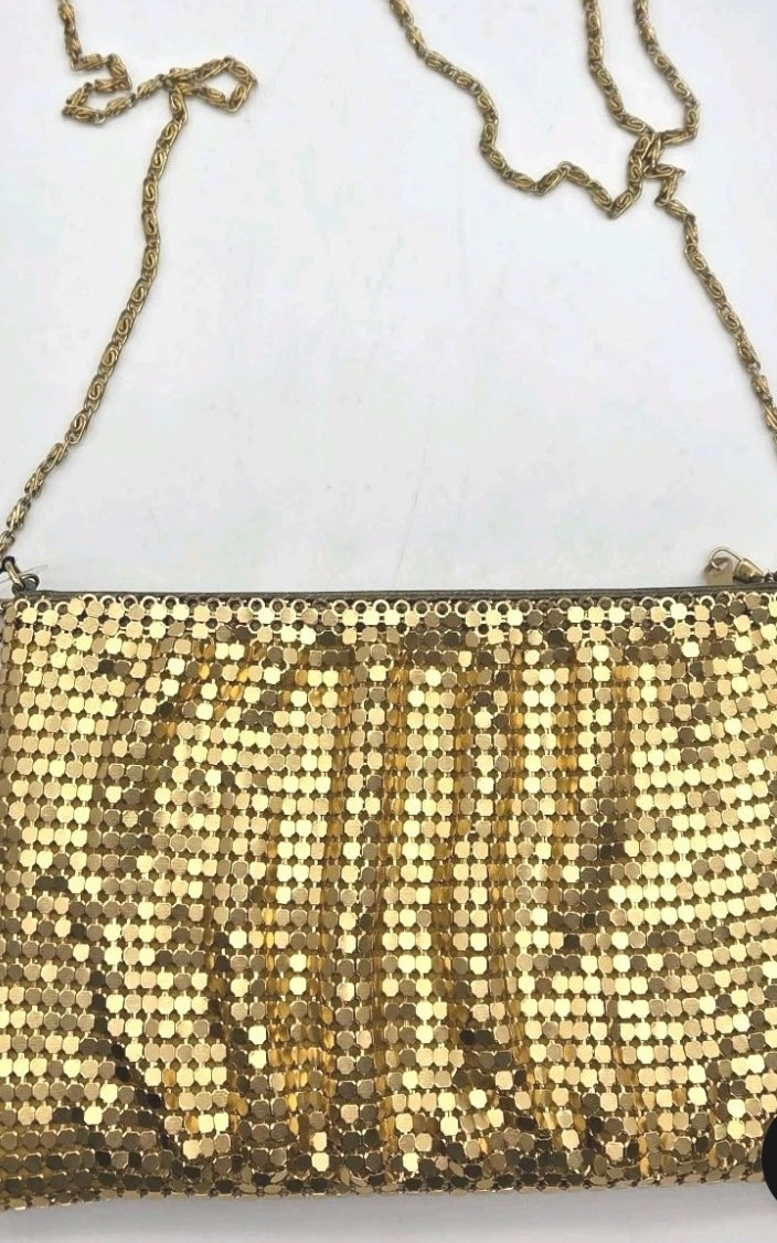 Vintage Gold Metal Mesh Evening Bag