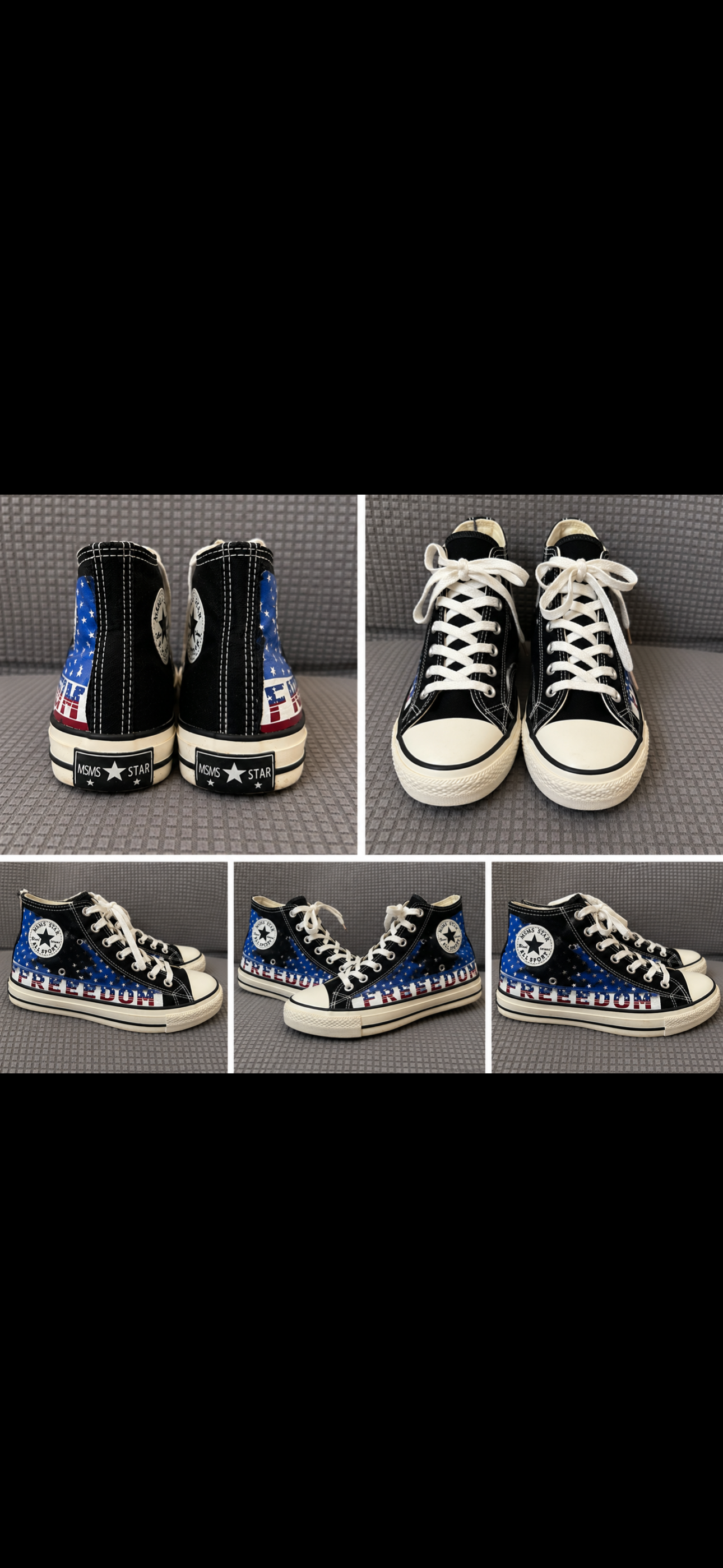 Preowned MSMS Star “Freedom” High Top Canvas Sneakers- Size EU 40