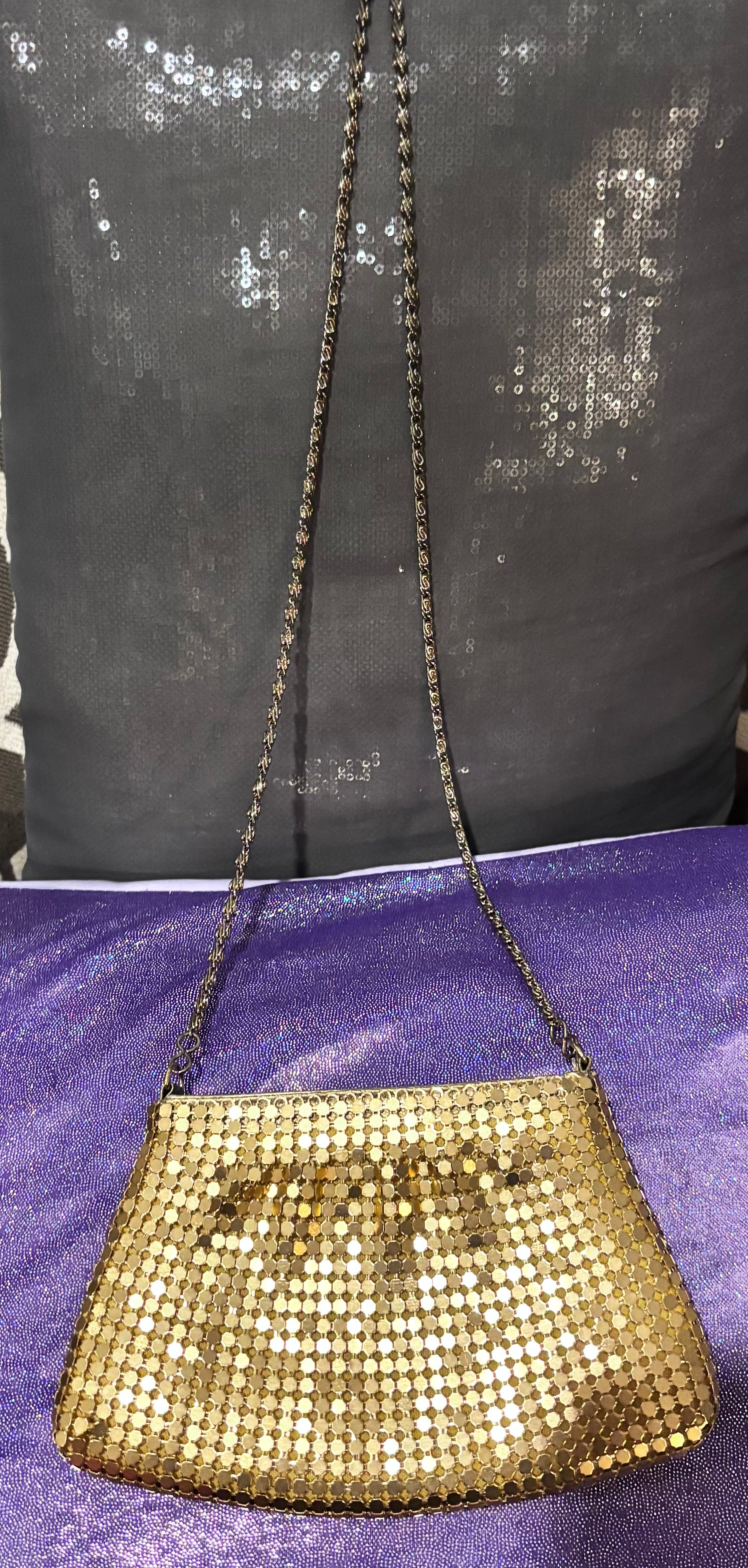 Vintage Gold Metal Mesh Evening Bag
