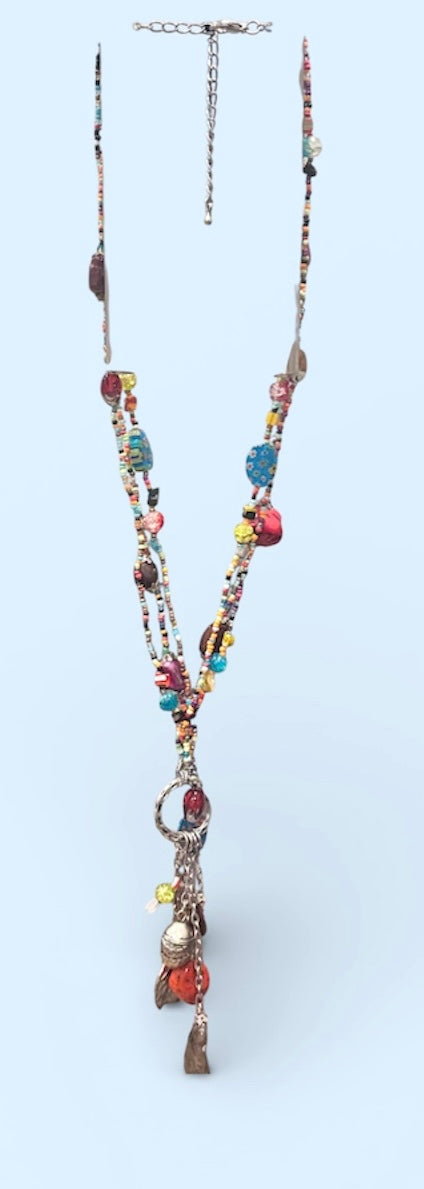 Handmade Boho Multi-Strand Beaded Statement Necklace