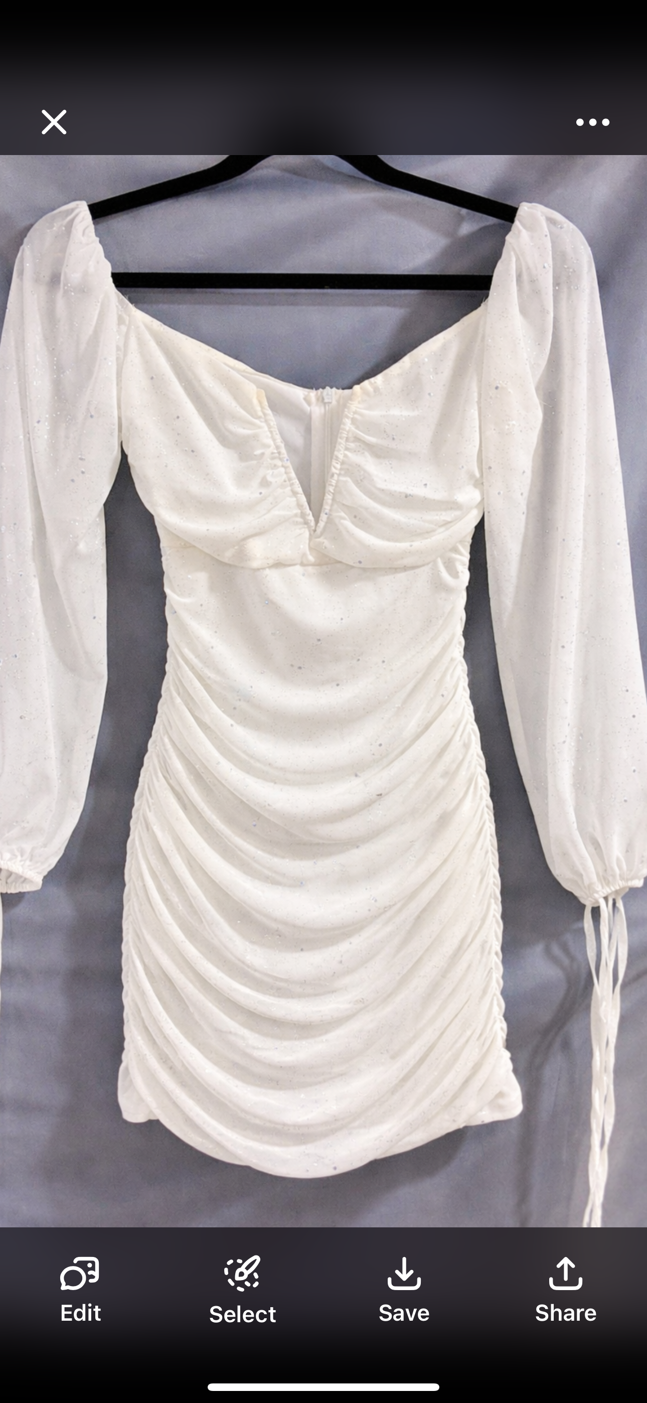 Sparkly White Ruched Bodycon Dress – XS
