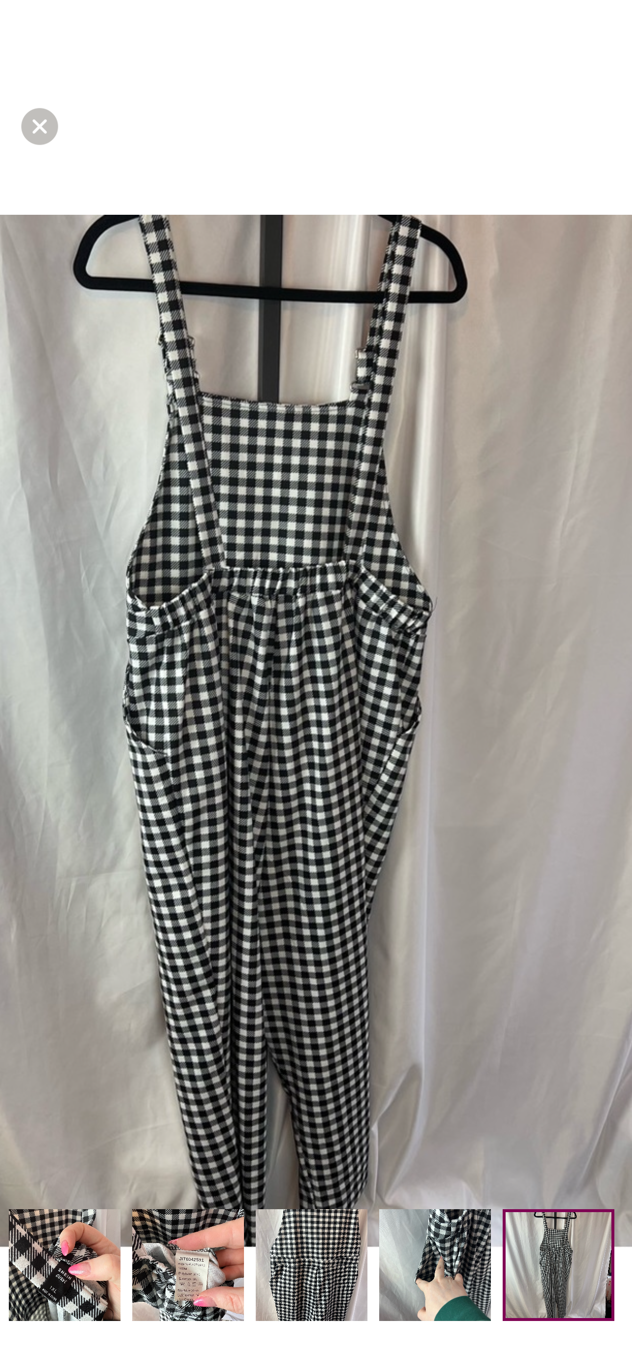 Black White Gingham Overalls 0XL Curve Adjustable Straps Pockets NWOT
