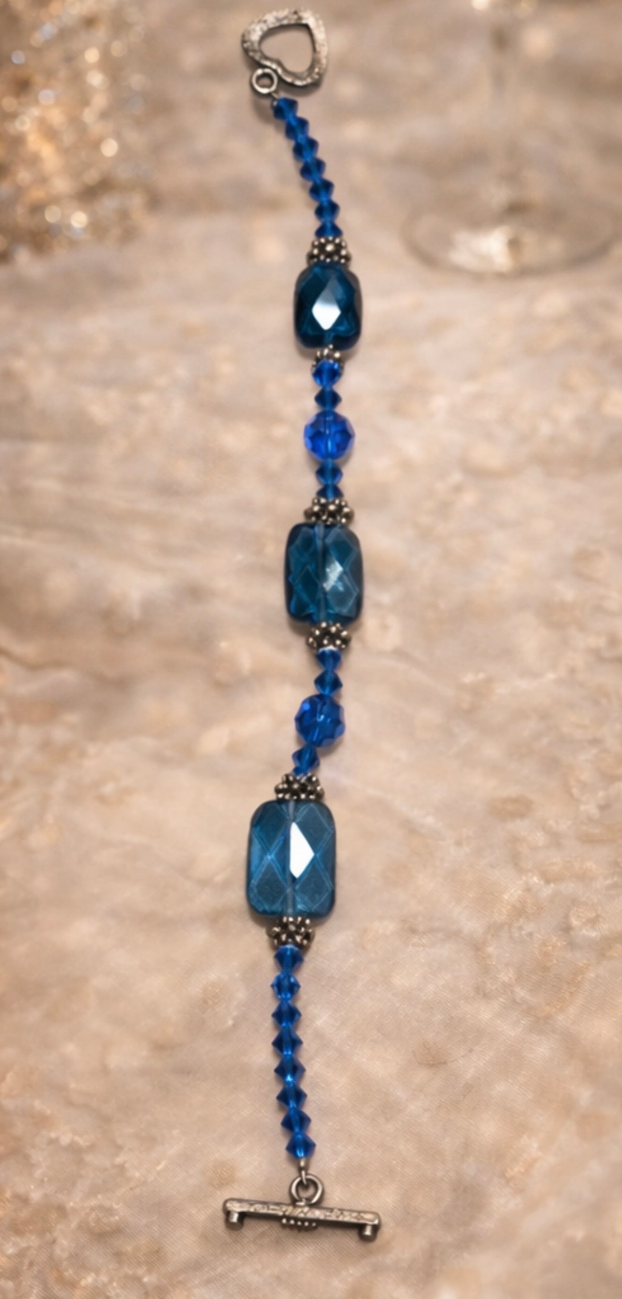 Handmade Blue Glass Beaded Bracelet