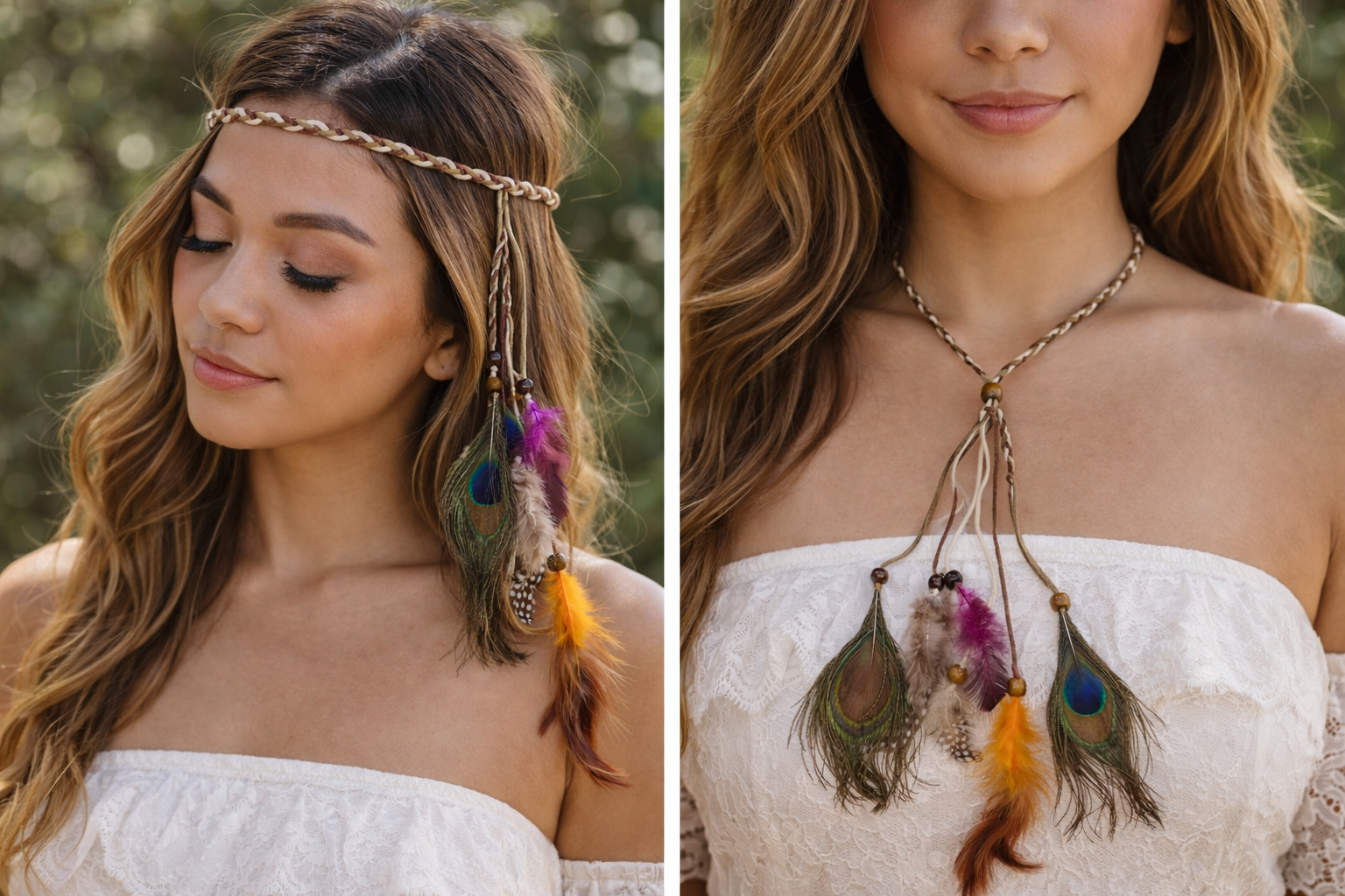 Bohemian Feather Headband / Convertible Necklace – Festival & Free Spirit Sty