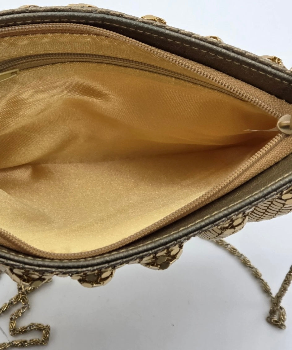Vintage Gold Metal Mesh Evening Bag
