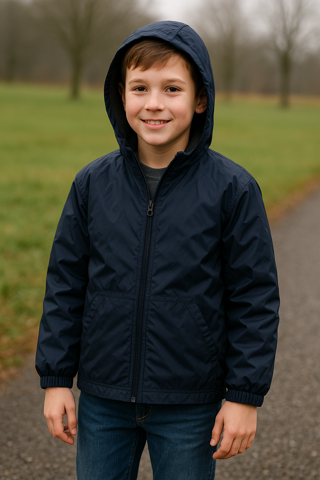 French Toast Boys Windbreaker Jacket Size 12 Navy – Fleece Lined