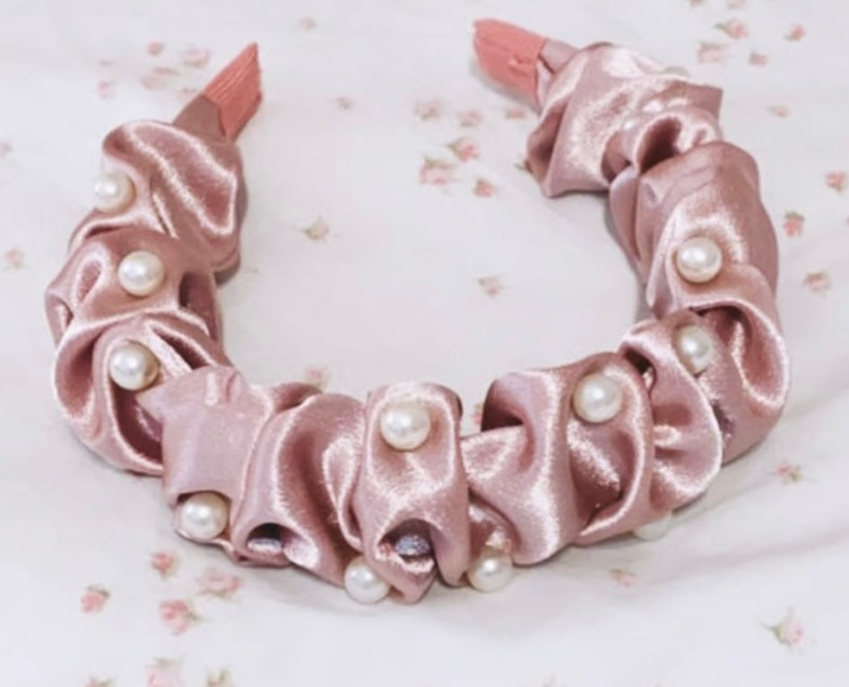 Love, Fire Mauve Lace Peplum Top + Pearl Satin Headband Set
