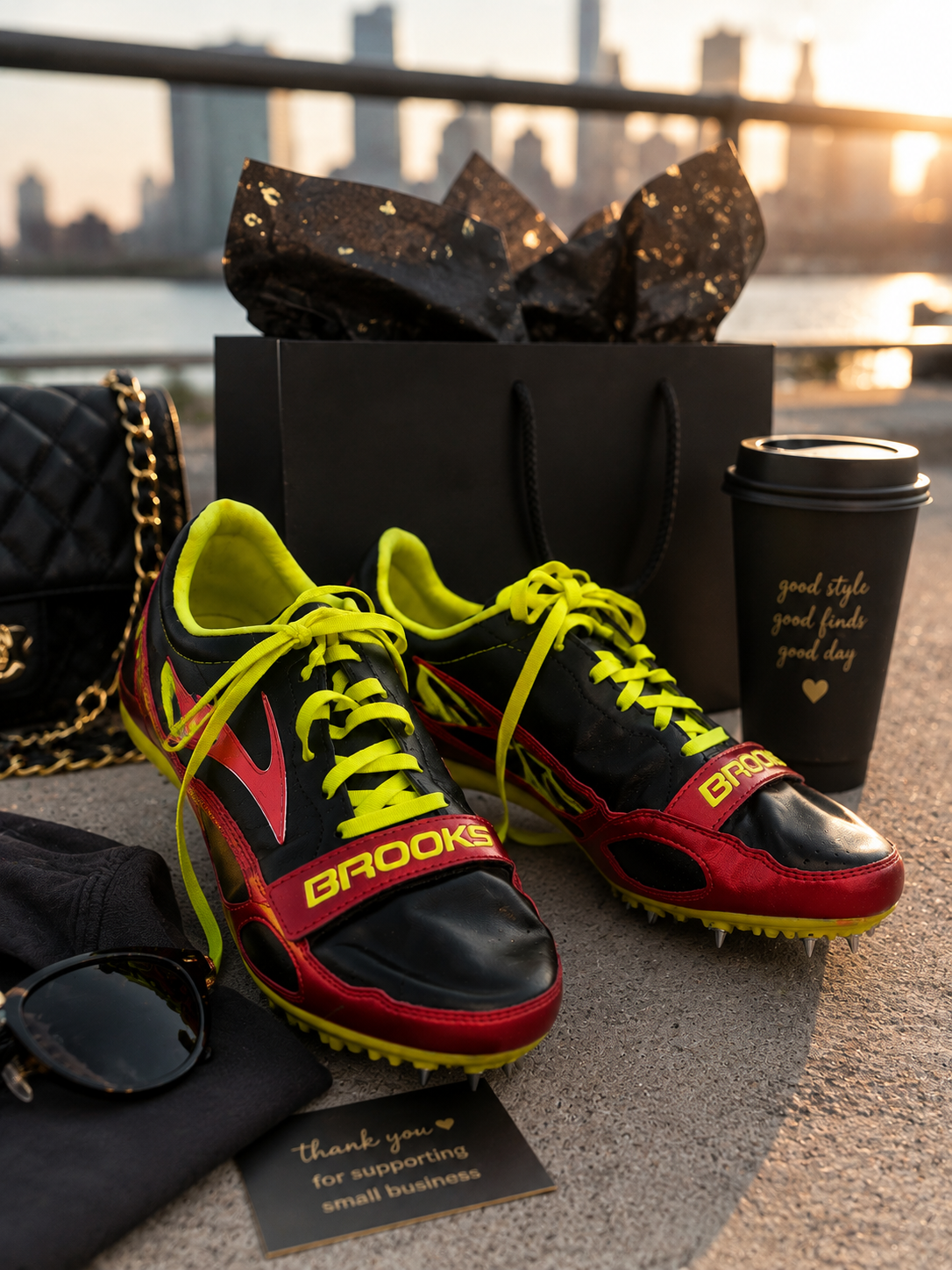 Brooks PR Sprint 10.45 track & field sprint spikes in a bold black, red and neon