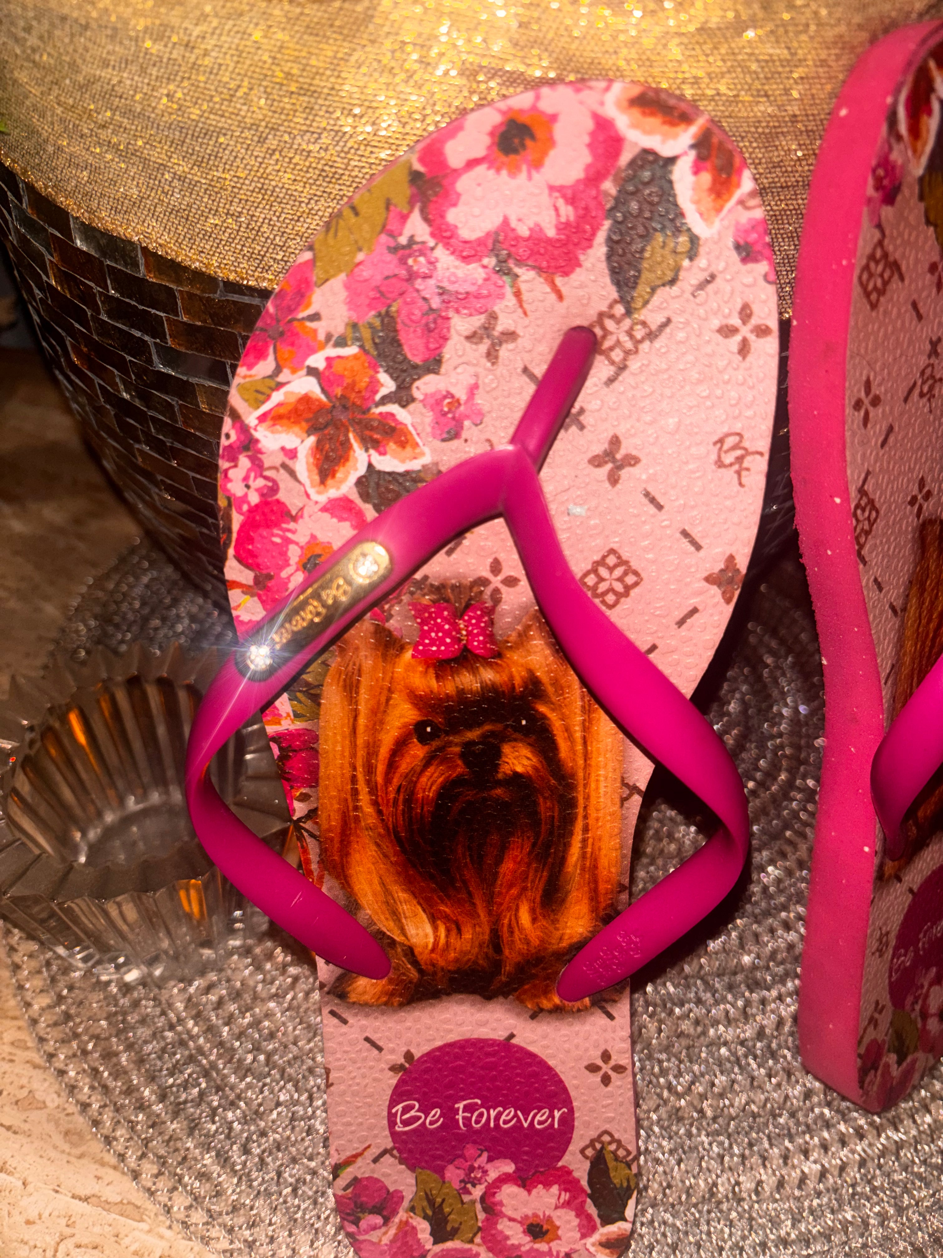 Be Forever Floral Dog Flip-Flops – Women’s 6.5–7