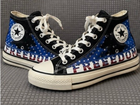 Preowned MSMS Star “Freedom” High Top Canvas Sneakers- Size EU 40
