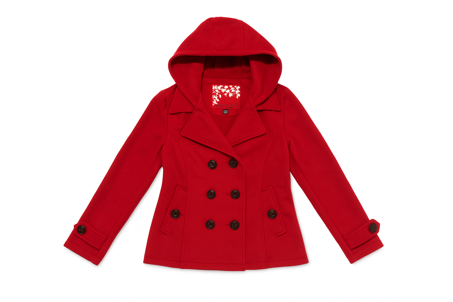 Sebby Collection Women’s Red Hooded Peacoat – Size Medium