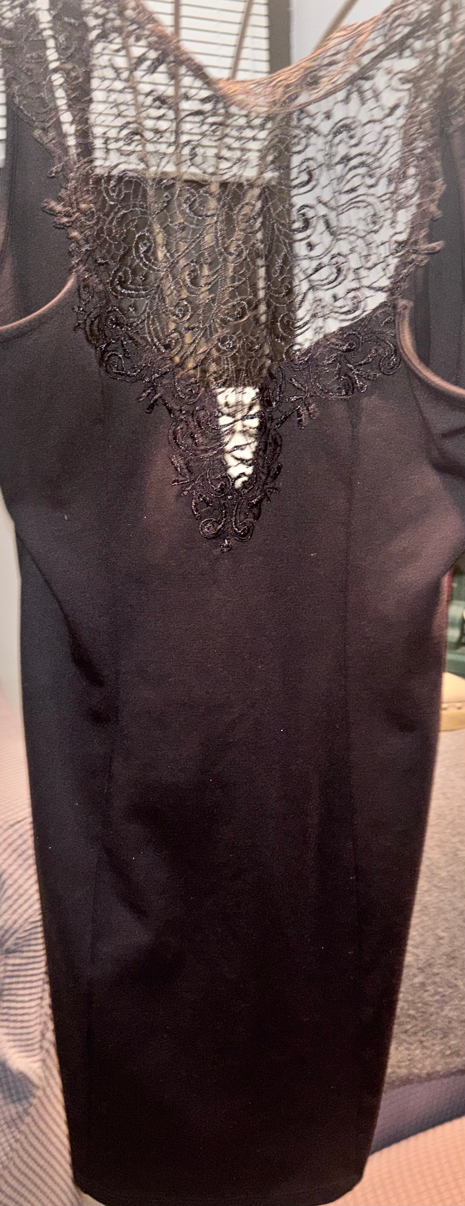 Lulu’s Black Lace Bodycon Dress Open Back Tie Made in US