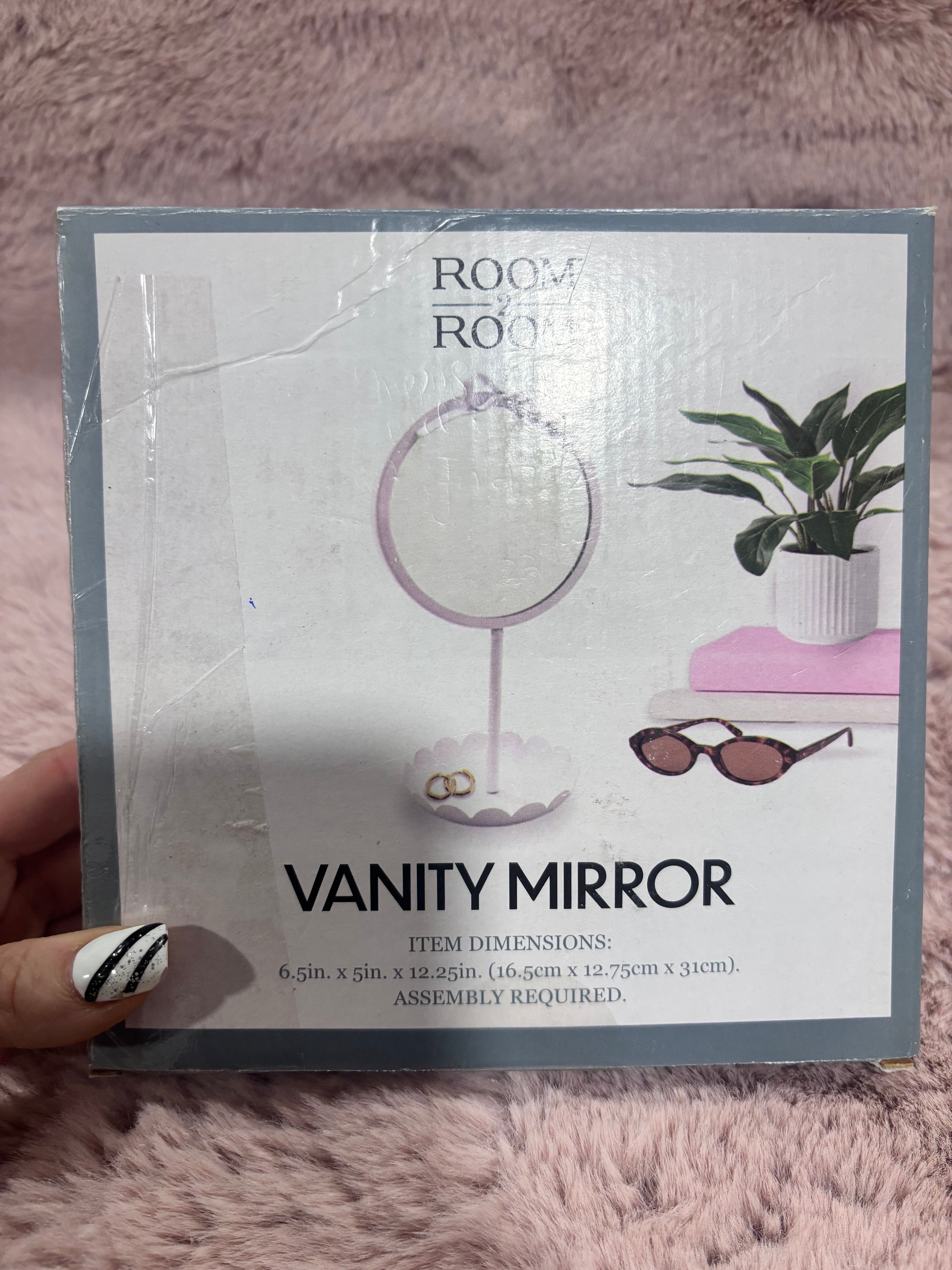 Room to Room Vanity Mirror – White Bow Accent – New in Box