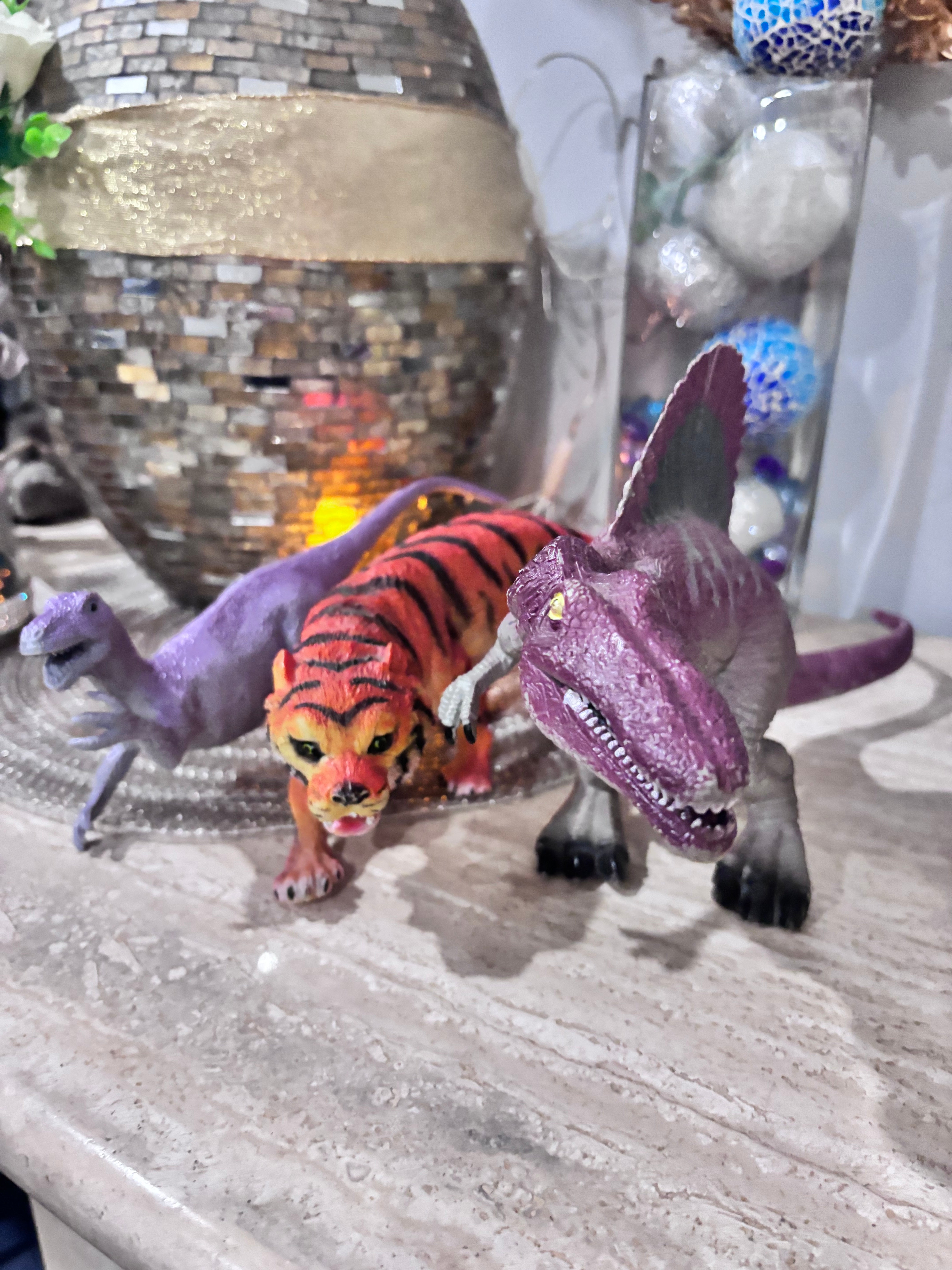 Realistic Toy Animal & Dinosaur Figurines – Tiger & Dinosaur Trio