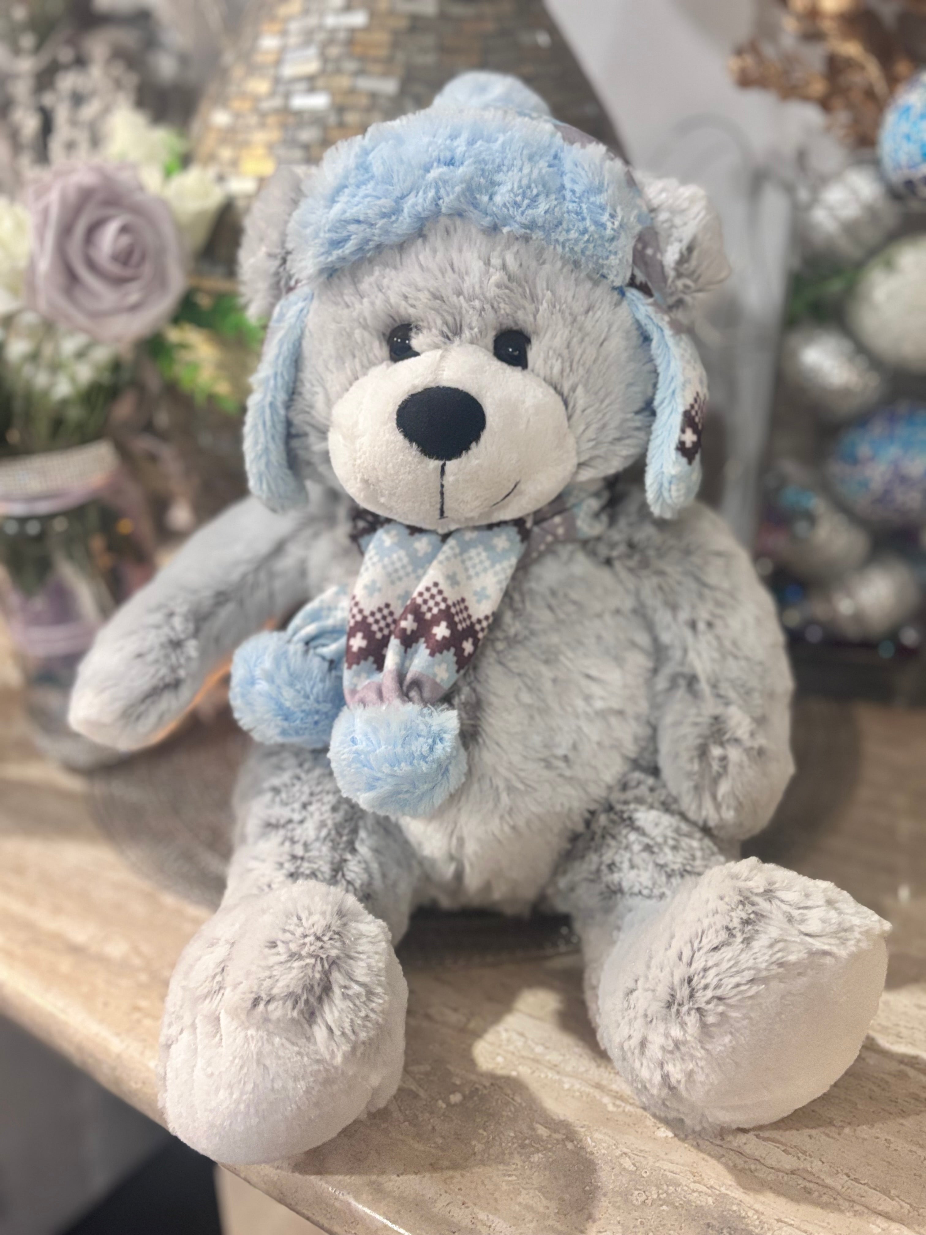 Hug Fun International Plush Bear – 17.5” Super Soft Winter Bear