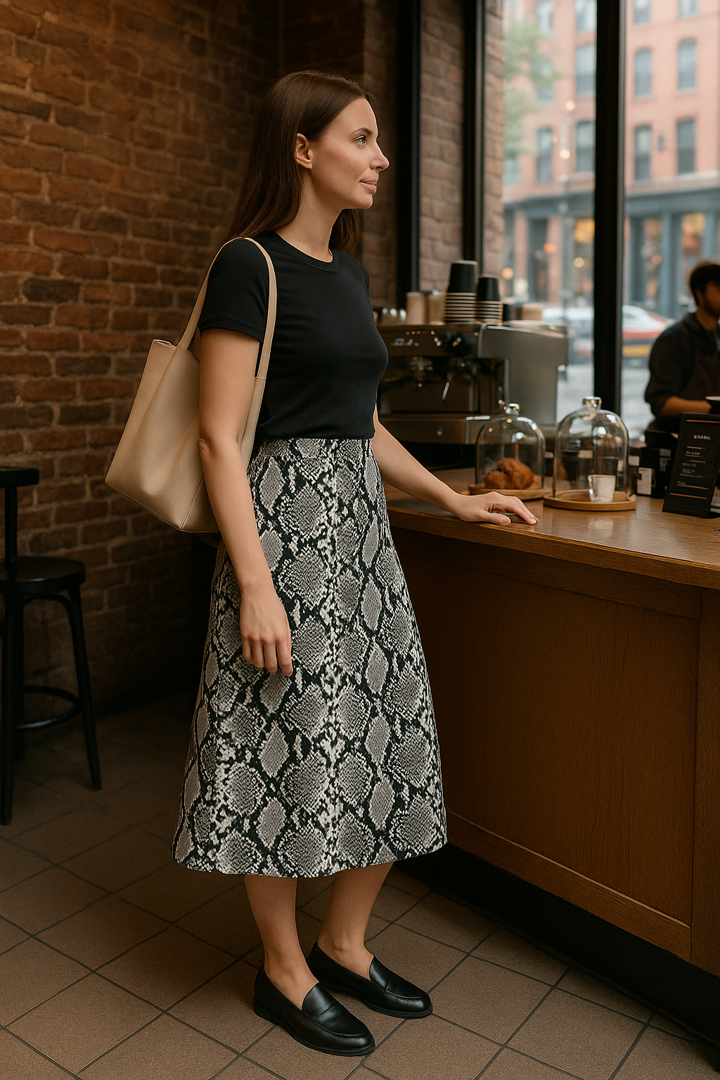 Ashley Blue Snake Print Midi Skirt – Size Medium