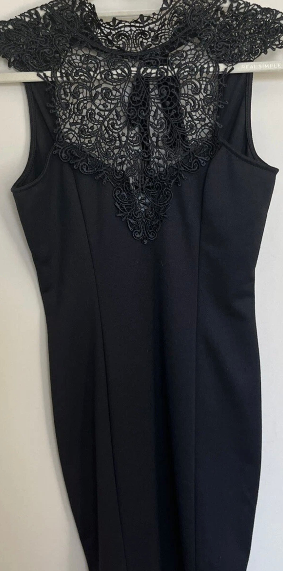 Lulu’s Black Lace Bodycon Dress Open Back Tie Made in US
