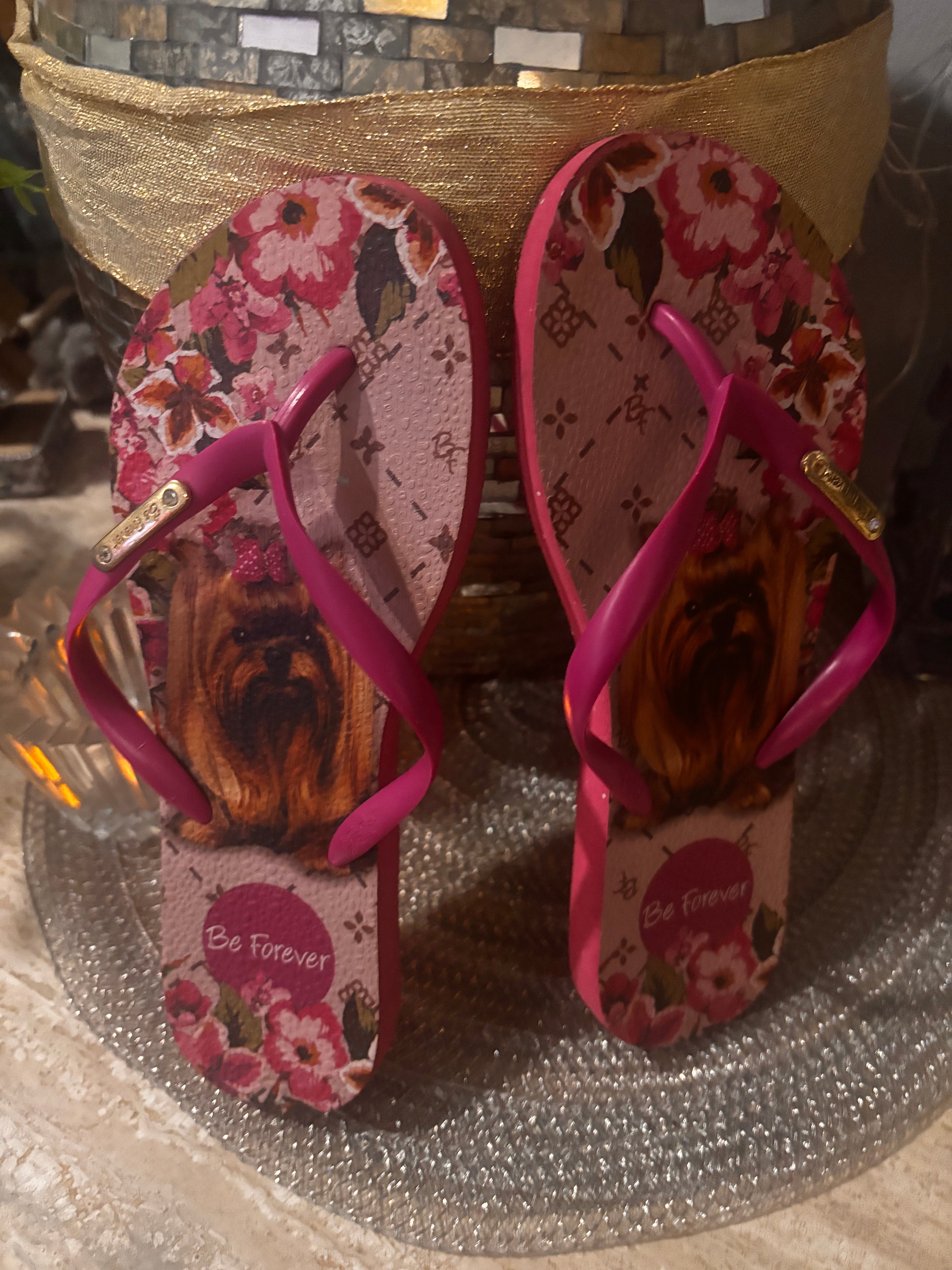 Be Forever Floral Dog Flip-Flops – Women’s 6.5–7