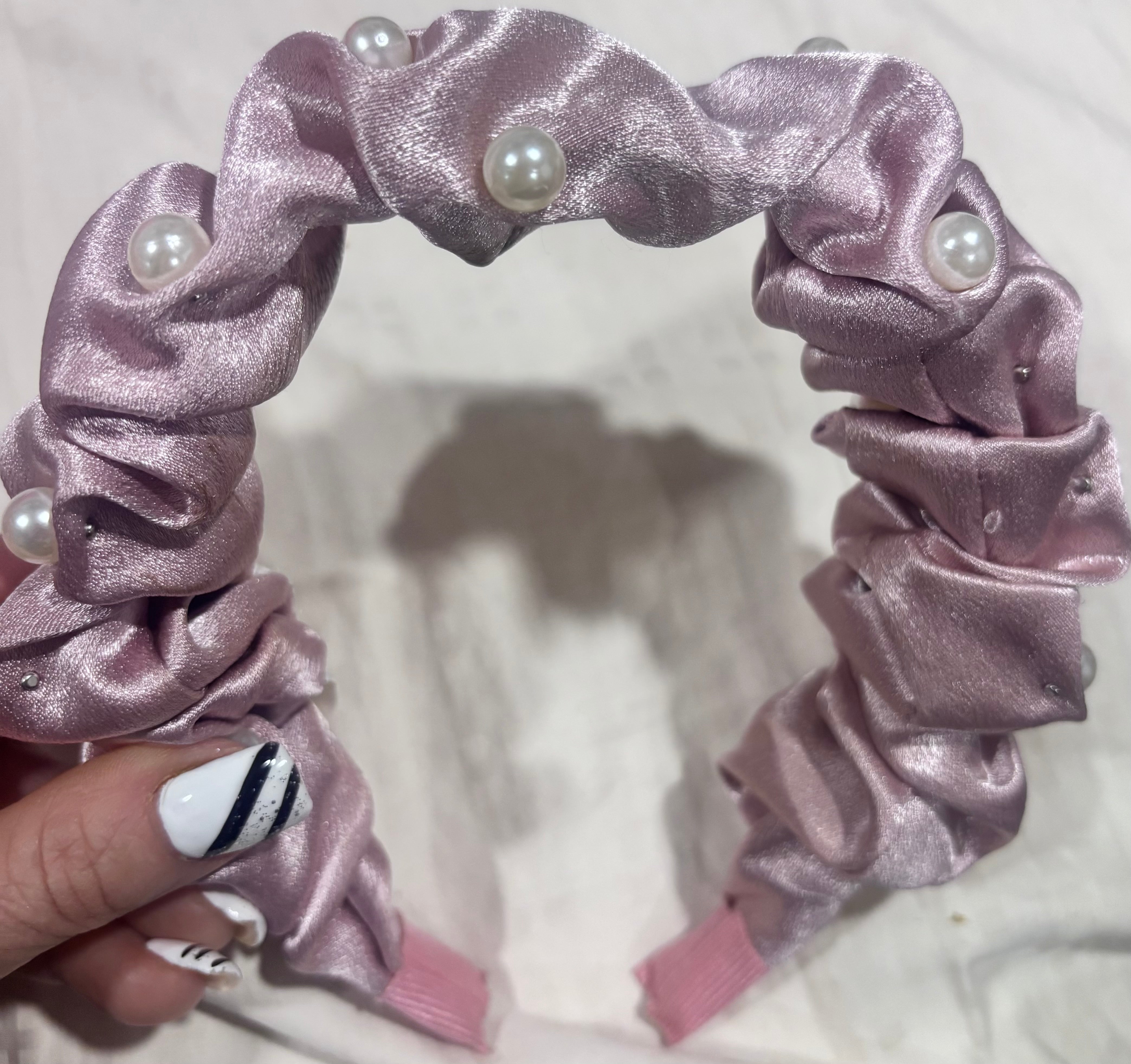 Love, Fire Mauve Lace Peplum Top + Pearl Satin Headband Set