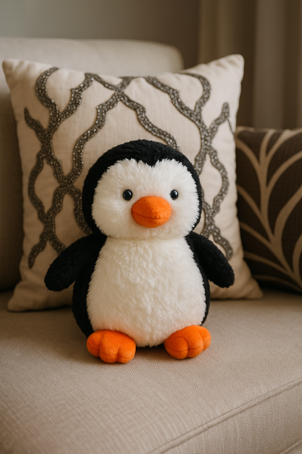 Cute Plush Penguin Stuffed Animal – Soft, Fluffy, 8.5 in Penguin Toy ex. Condition
