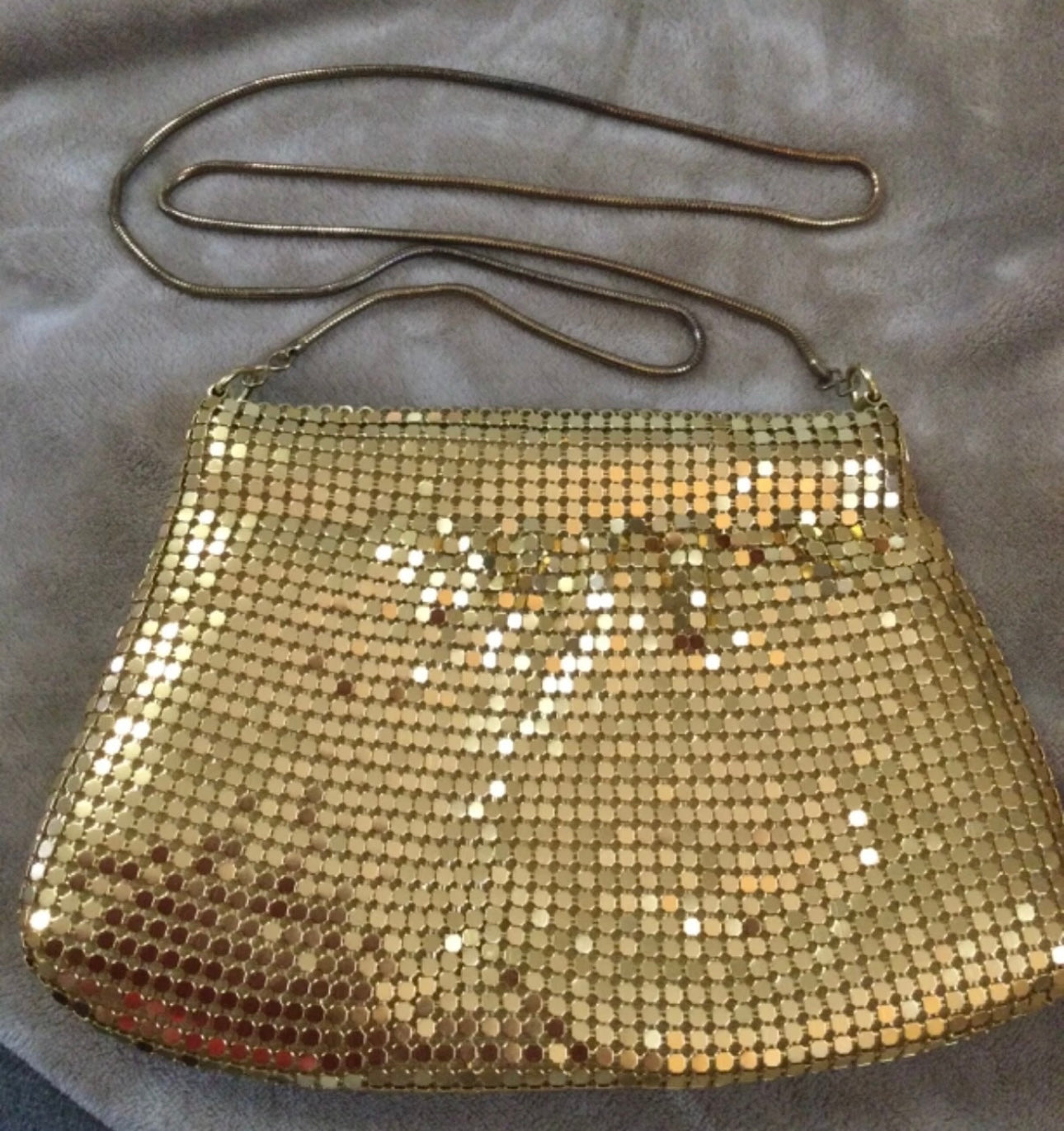 Vintage Gold Metal Mesh Evening Bag