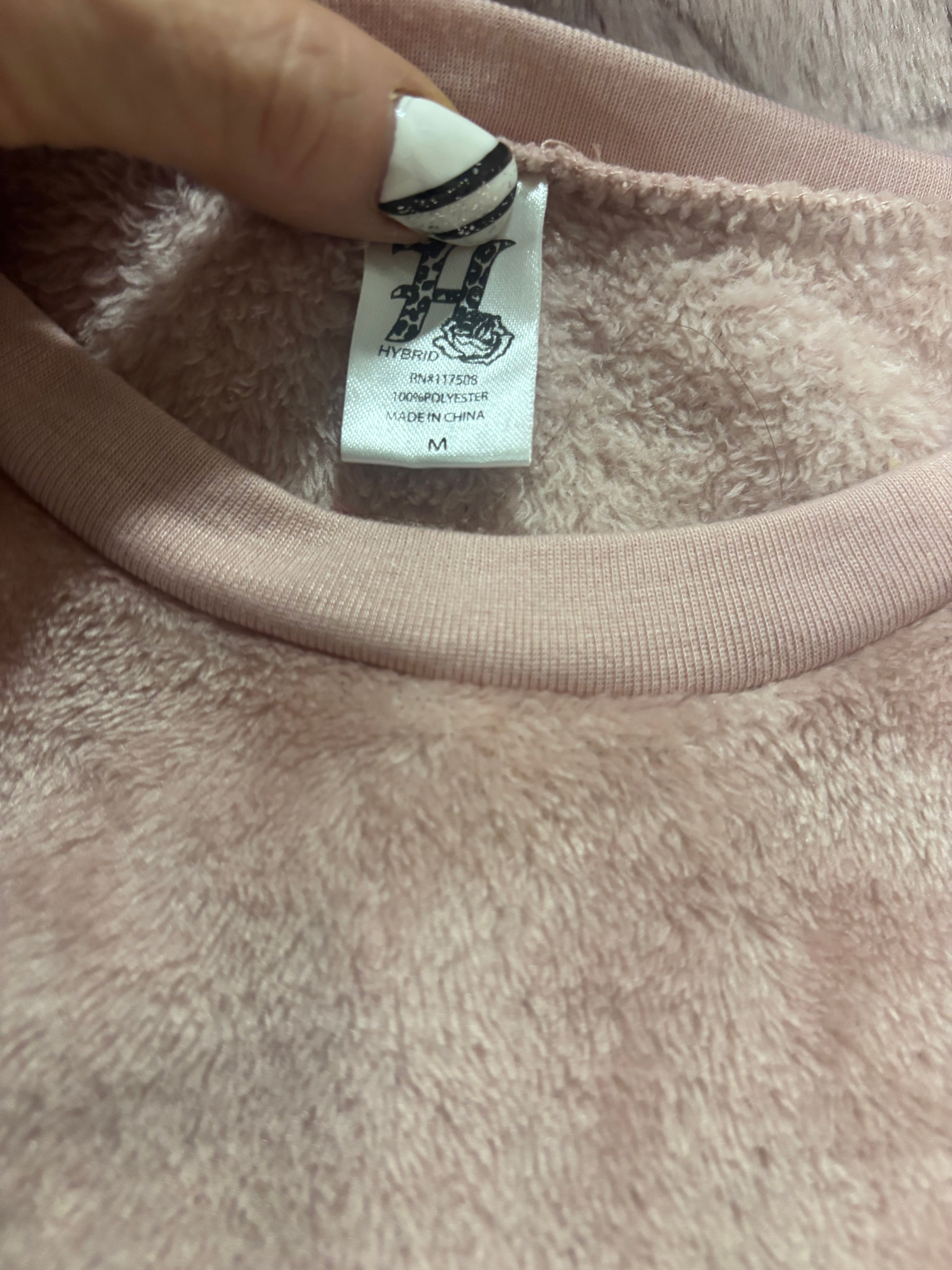 Super Soft Fuzzy Graphic Sweatshirt – “Too Tired to Function” – Size M