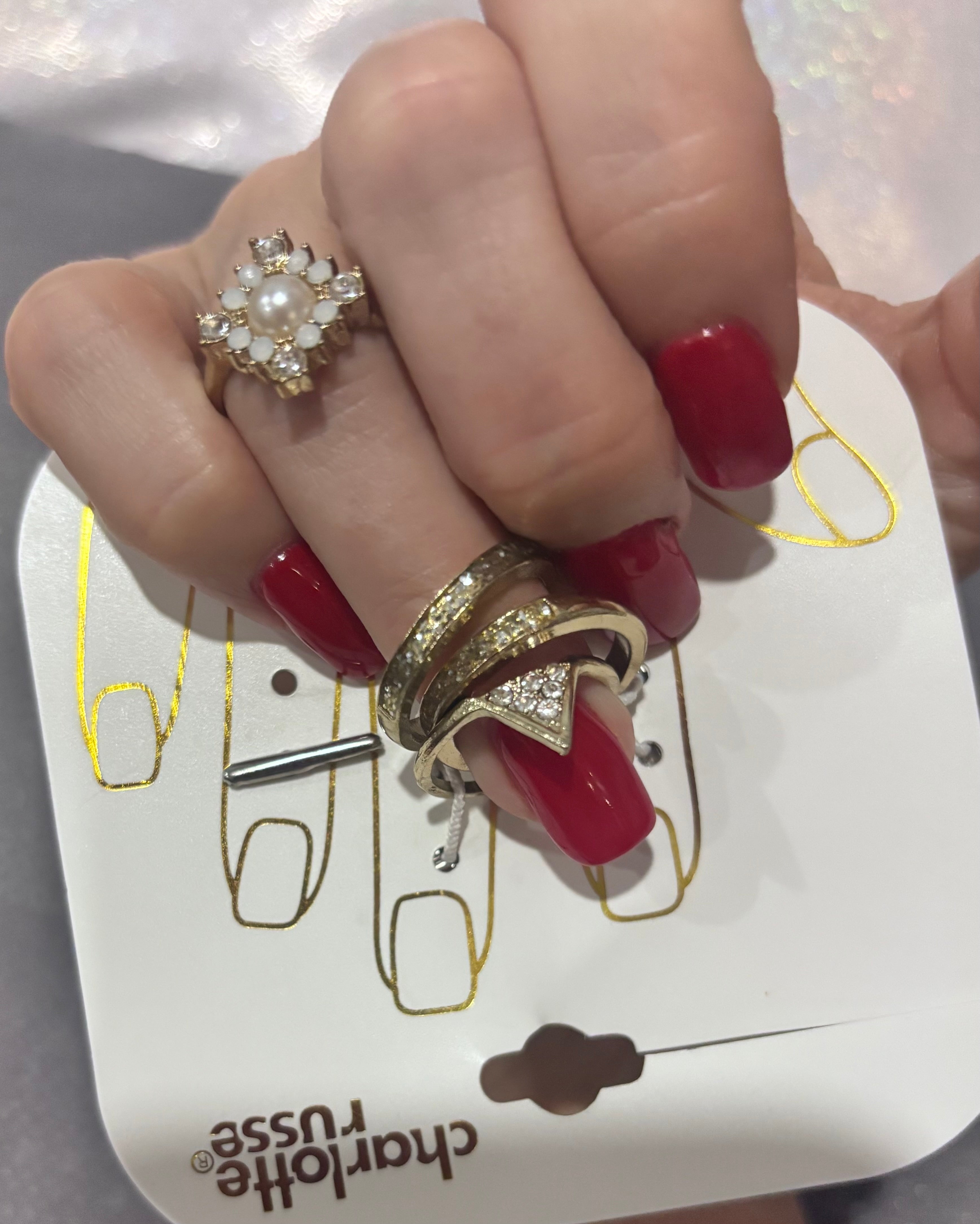 Charlotte Russe Gold-Tone Ring Set – Size 8 (Set of 4)