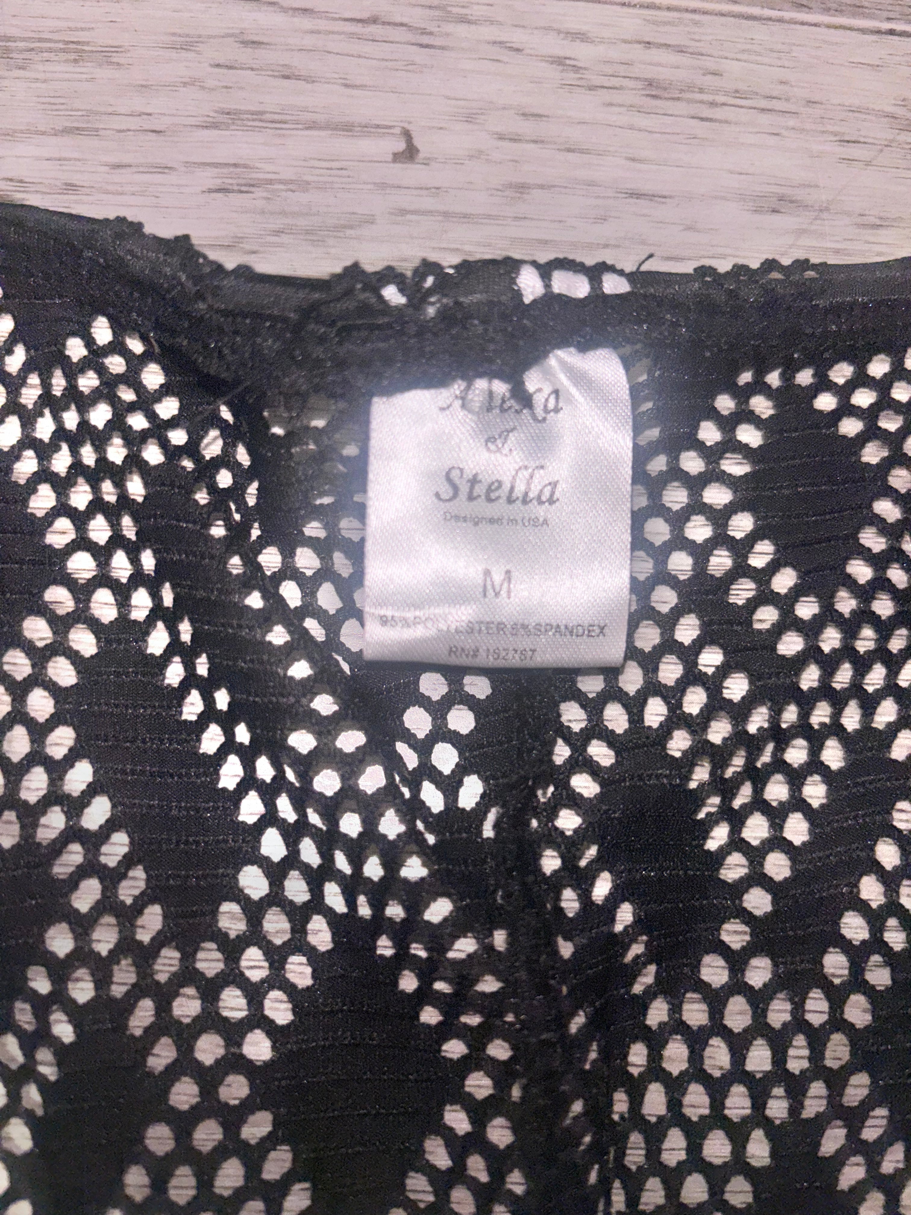 Alexa & Stella Black Mesh Crochet Tunic Cover-Up | Oversized Medium | Boho Beach Festival + FREE Necklace Choice