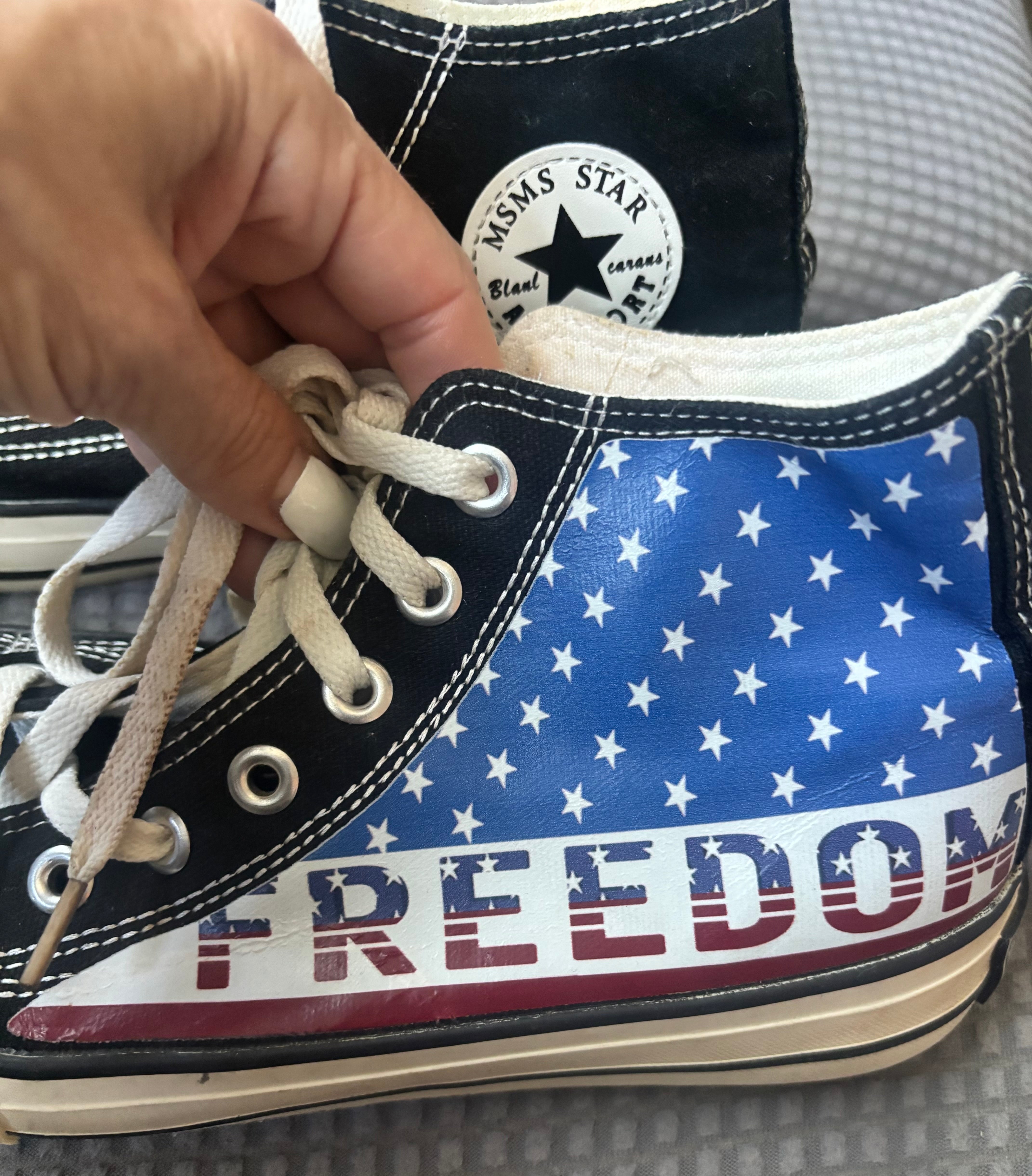 Preowned MSMS Star “Freedom” High Top Canvas Sneakers- Size EU 40