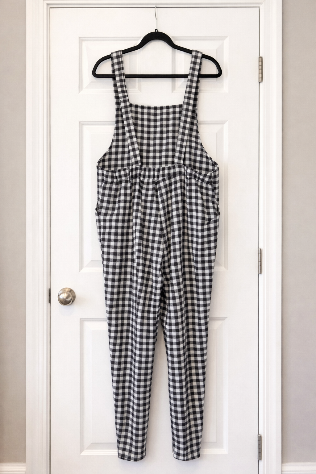 Black White Gingham Overalls 0XL Curve Adjustable Straps Pockets NWOT